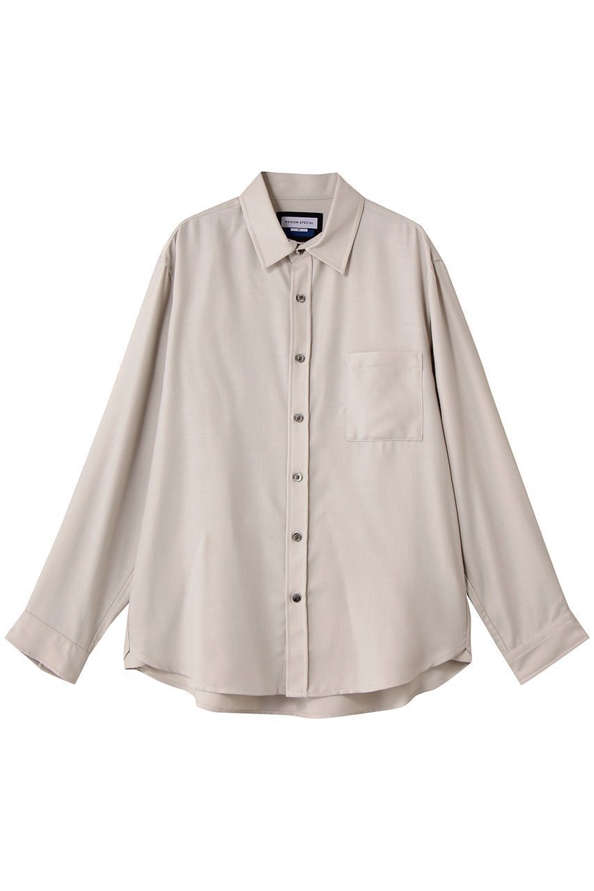 【メゾンスペシャル/MAISON SPECIAL】の【UNISEX】TR梳毛ライク Regular-Overシャツ インテリア・キッズ・メンズ・レディースファッション・服の通販 founy(ファニー) 　ファッション　Fashion　レディースファッション　Fashion for Women　トップス・カットソー　Cut & Sew Tops　シャツ・ブラウス・オフィスカジュアル　Elegant Blouses & Button-Ups　ユニセックス　Unisex, Genderless　シンプル　Simple, Minimal　スリーブ　Sleeve, Long Sleeve / Short Sleeve　ボトム　Bottoms, Lower Wear　レギュラー　Regular, Standard Fit　ロング　Long, Long-Length　エレガント 上品　Elegant　新作・新入荷　New Arrivals / New In　G.BGE(グレーベージュ)|ID: prp329100004715452 ipo3291000000034068804