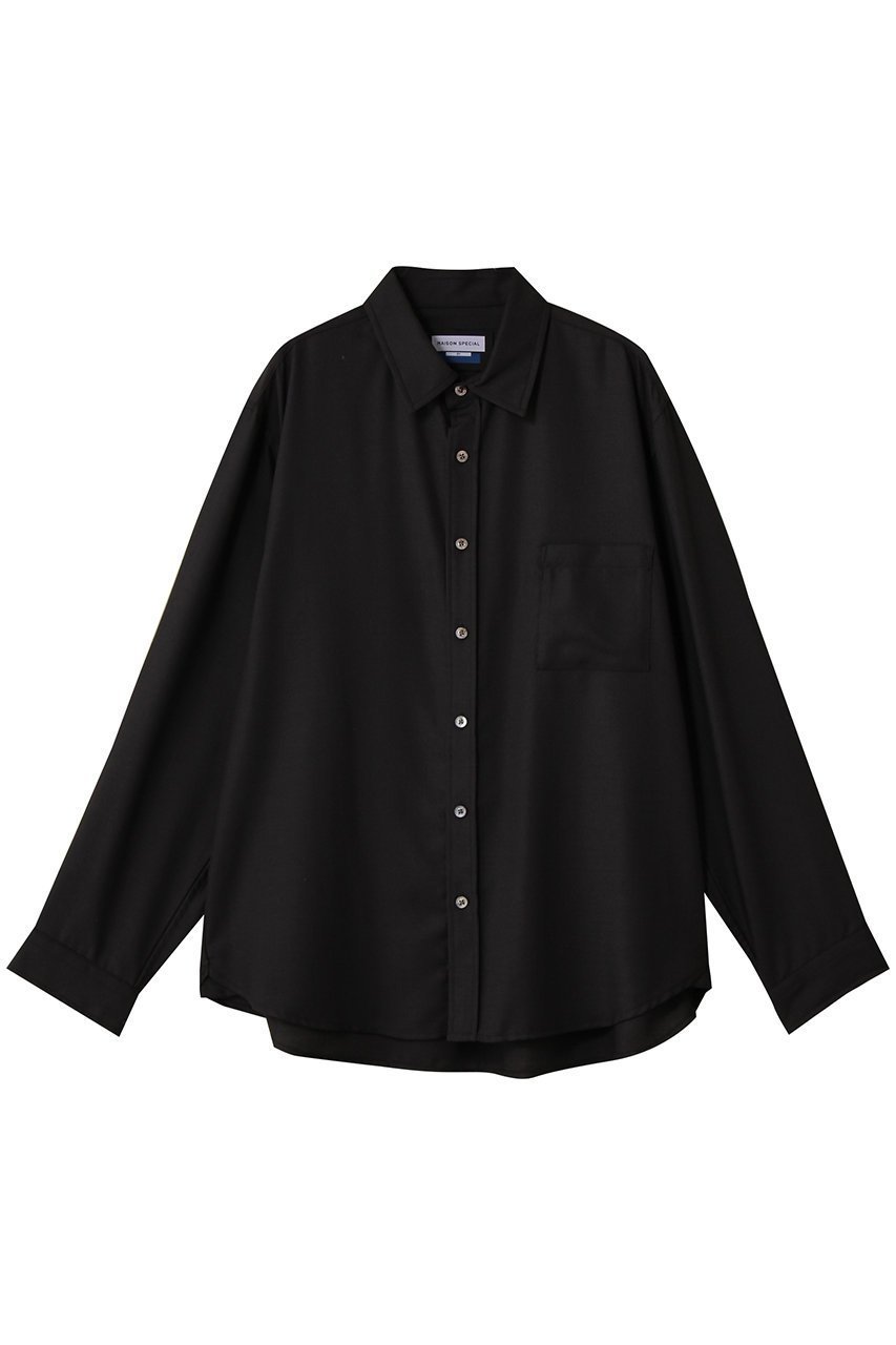 【メゾンスペシャル/MAISON SPECIAL】の【UNISEX】TR梳毛ライク Regular-Overシャツ インテリア・キッズ・メンズ・レディースファッション・服の通販 founy(ファニー) 　ファッション　Fashion　レディースファッション　Fashion for Women　トップス・カットソー　Cut & Sew Tops　シャツ・ブラウス・オフィスカジュアル　Elegant Blouses & Button-Ups　ユニセックス　Unisex, Genderless　シンプル　Simple, Minimal　スリーブ　Sleeve, Long Sleeve / Short Sleeve　ボトム　Bottoms, Lower Wear　レギュラー　Regular, Standard Fit　ロング　Long, Long-Length　エレガント 上品　Elegant　新作・新入荷　New Arrivals / New In　BLK(ブラック)|ID: prp329100004715452 ipo3291000000034068809