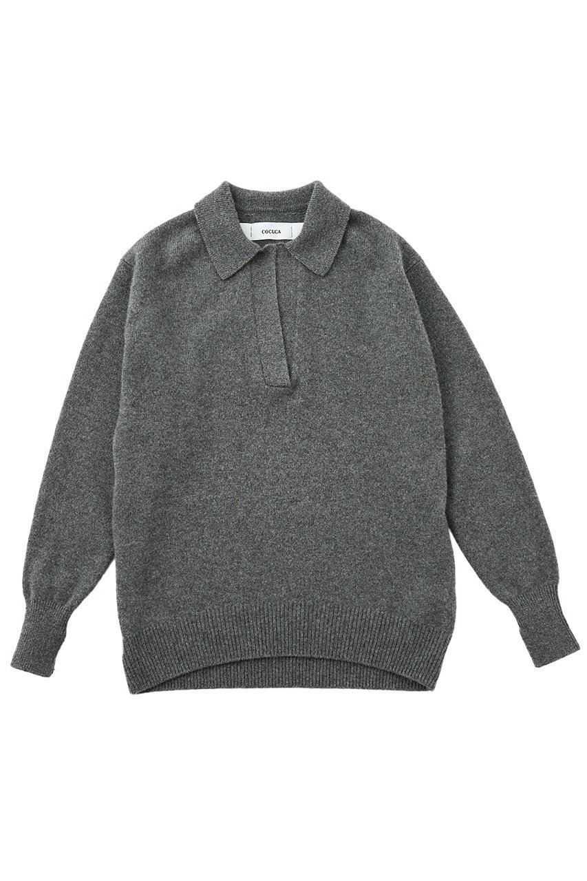 【ザ ストア バイ シー/THE STORE by C】の【COCUCA】ミドルゲージニット インテリア・キッズ・メンズ・レディースファッション・服の通販 founy(ファニー) 　ファッション　Fashion　レディースファッション　Fashion for Women　トップス・カットソー　Cut & Sew Tops　ニット　Knit Tops & Sweaters　カジュアルプルオーバー・ニットトップス　Pullovers & Knit Tops / Casual Pullovers　シルク　Silk, 100% Silk　スキッパー　Skipper, Open Collar　ベーシック　Basic, Essential　ミドル　Middle Length, Mid Height　新作・新入荷　New Arrivals / New In　グレー|ID: prp329100004715511 ipo3291000000034069379