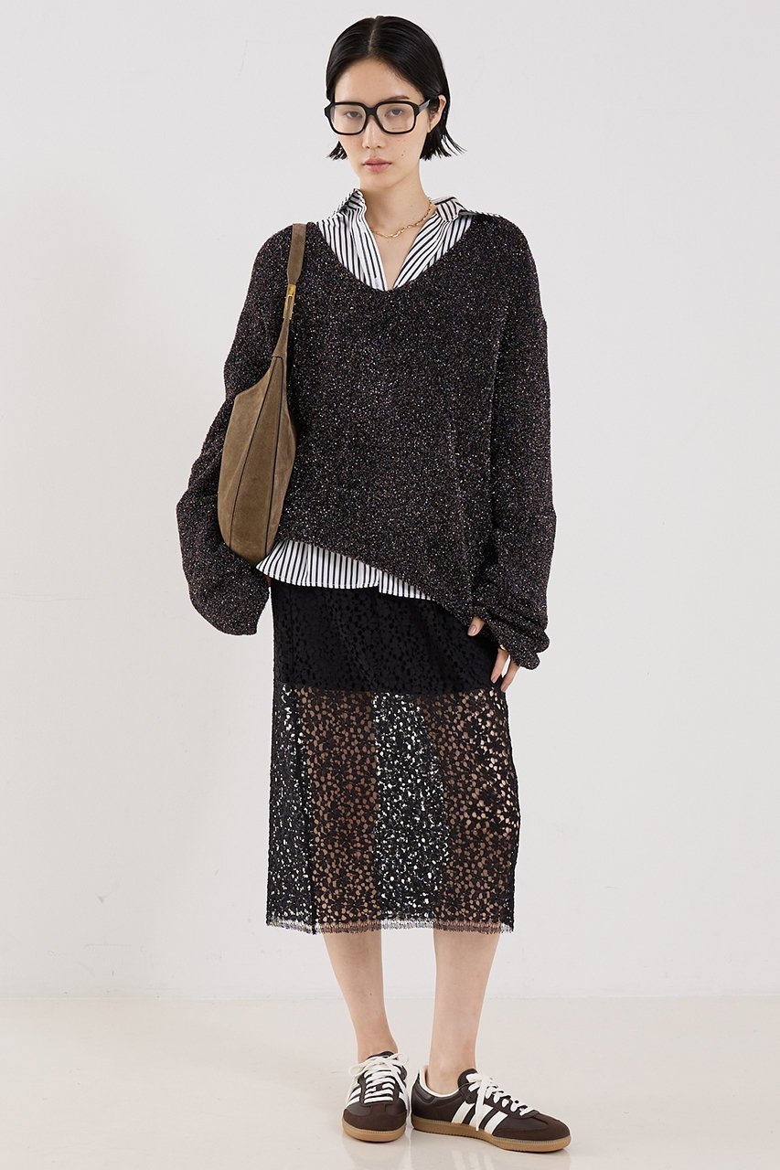 【ザ ストア バイ シー/THE STORE by C】の【COCUCA】ラメフェザーニット 人気、トレンドファッション・服の通販 founy(ファニー) 　ファッション　Fashion　レディースファッション　Fashion for Women　トップス・カットソー　Cut & Sew Tops　ニット　Knit Tops & Sweaters　カジュアルプルオーバー・ニットトップス　Pullovers & Knit Tops / Casual Pullovers　おすすめ　Recommended / Our Picks　インナー　Innerwear　ジャケット　Jacket, Outerwear　フェザー　Feather, Feather Detail　エレガント 上品　Elegant　other-4|ID: prp329100004715512 ipo3291000000035726210