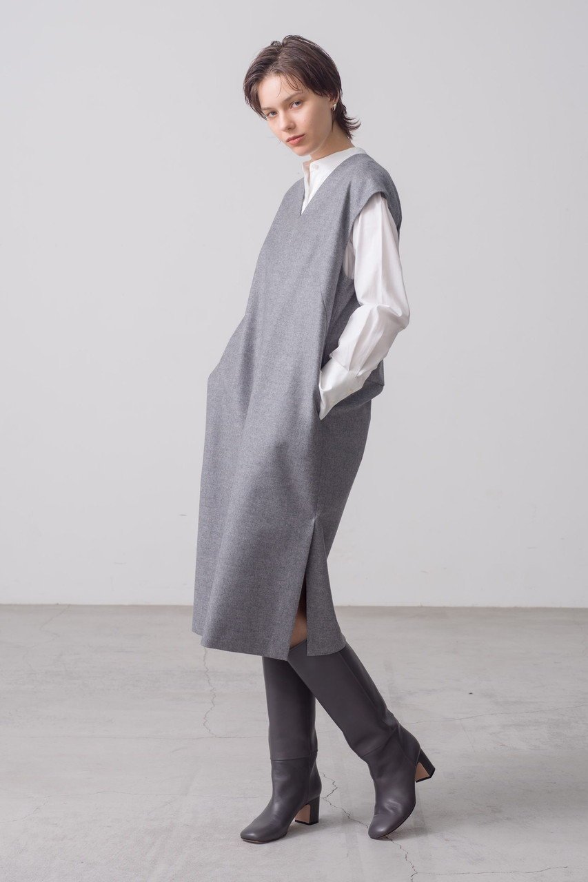 【エブール/ebure】の【10/3 0:00販売開始】【店舗限定】ソフトフラノ ノースリーブワンピース 人気、トレンドファッション・服の通販 founy(ファニー) 　ファッション　Fashion　レディースファッション　Fashion for Women　ワンピース　Dresses　チュニック　Tunic Tops & Dresses　おすすめ　Recommended / Our Picks　ウォーム　Warm Fabric　スリット　Slit, Slit Detail　チュニック　Tunic, Long Top　ノースリーブ　Sleeveless, No-Sleeve　パターン　Pattern, Design Print　other-6|ID: prp329100004715516 ipo3291000000034069434