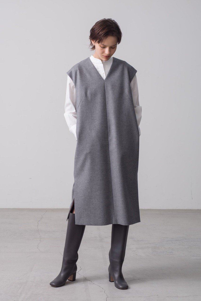 【エブール/ebure】の【店舗限定】ソフトフラノ ノースリーブワンピース 人気、トレンドファッション・服の通販 founy(ファニー) 　ファッション　Fashion　レディースファッション　Fashion for Women　ワンピース　Dresses　チュニック　Tunic Tops & Dresses　おすすめ　Recommended / Our Picks　ウォーム　Warm Fabric　スリット　Slit, Slit Detail　チュニック　Tunic, Long Top　ノースリーブ　Sleeveless, No-Sleeve　パターン　Pattern, Design Print　再入荷　Restock / Back in Stock　other-7|ID: prp329100004715516 ipo3291000000035726244