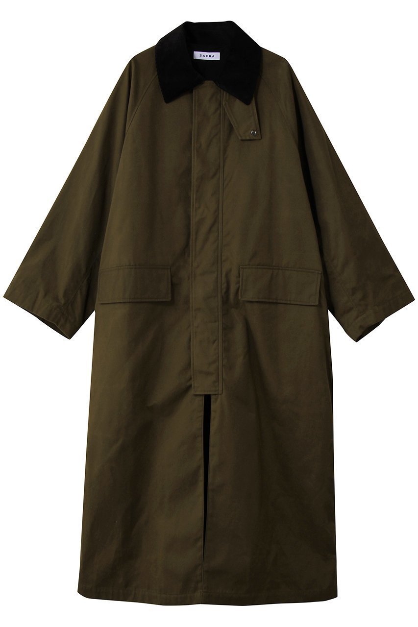 【サクラ/SACRA】のハイデンシティーコーティングクロスロングコート インテリア・キッズ・メンズ・レディースファッション・服の通販 founy(ファニー) 　ファッション　Fashion　レディースファッション　Fashion for Women　アウター　Coat / Outerwear Collection　コート・ロングコート・ピーコート　Long Coats, Peacoats & More　なめらか　Smooth, Silky Texture　フロント　Front, Front Design　マニッシュ　Mannish, Boyish　ロング　Long, Long-Length　ヴィンテージ　Vintage Style　新作・新入荷　New Arrivals / New In　カーキ|ID: prp329100004716562 ipo3291000000034078440