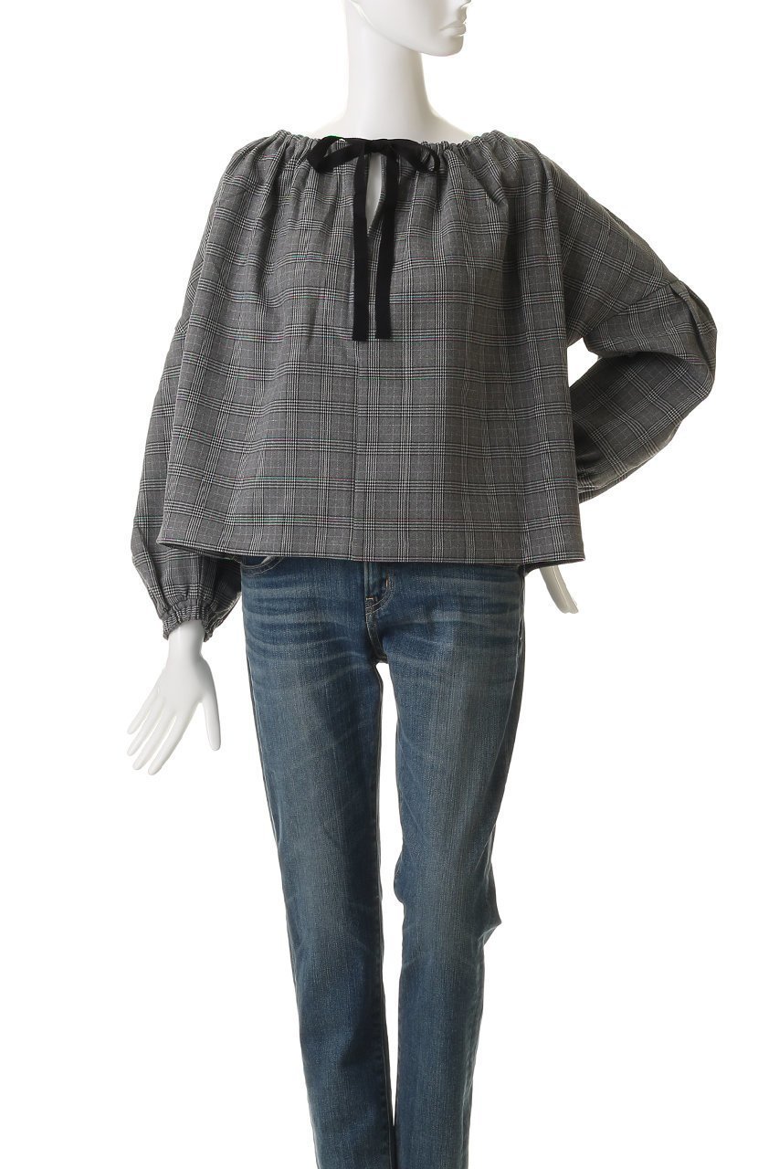 【マリリンムーン/MARILYN MOON】のグレンチェック 2way ブラウス 人気、トレンドファッション・服の通販 founy(ファニー) 　ファッション　Fashion　レディースファッション　Fashion for Women　トップス・カットソー　Cut & Sew Tops　シャツ・ブラウス・オフィスカジュアル　Elegant Blouses & Button-Ups　おすすめ　Recommended / Our Picks　インナー　Innerwear　ギャザー　Gathered, Ruffled　クラシック　Classic, Timeless Style　シャーリング　Shirring, Ruched　スリーブ　Sleeve, Long Sleeve / Short Sleeve　チェック　Check, Plaid, Tartan　ハイネック　High Neck, Mock Neck　モダン　Modern, Contemporary　リボン　Ribbon, Bow　ロング　Long, Long-Length　other-6|ID: prp329100004716580 ipo3291000000035870035