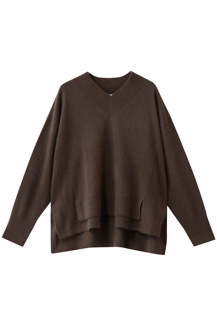 【ランバン オン ブルー/LANVIN en Bleu】のラクーンVネックニット インテリア・キッズ・メンズ・レディースファッション・服の通販 founy(ファニー) 　ファッション　Fashion　レディースファッション　Fashion for Women　トップス・カットソー　Cut & Sew Tops　ニット　Knit Tops & Sweaters　カジュアルプルオーバー・ニットトップス　Pullovers & Knit Tops / Casual Pullovers　Vネックトップス　V-Neck Tops / V-Cut Neckline Shirts　エレガント 上品　Elegant　シンプル　Simple, Minimal　デコルテ　Décolleté, Neckline　新作・新入荷　New Arrivals / New In　ブラウン|ID: prp329100004716596 ipo3291000000034078722