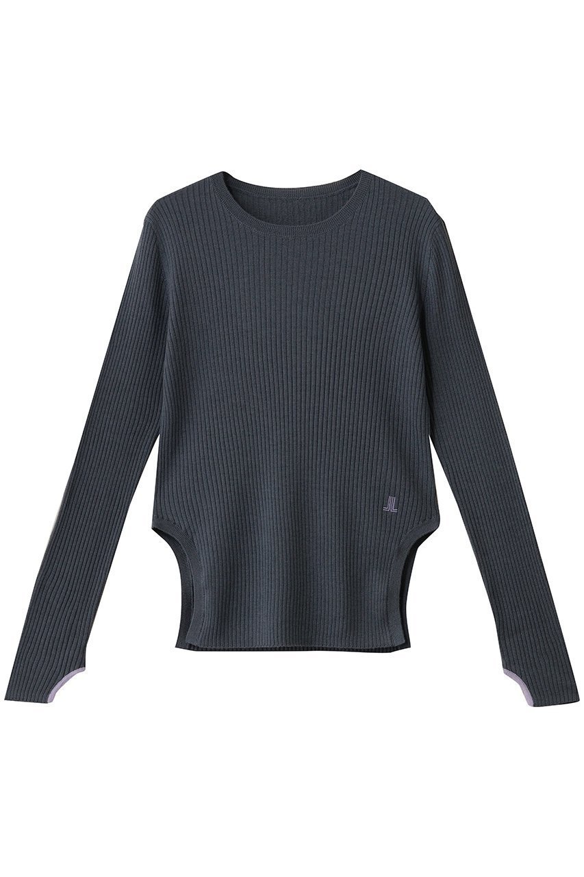 【ランバン オン ブルー/LANVIN en Bleu】のカラーポイントクルーネックリブニット インテリア・キッズ・メンズ・レディースファッション・服の通販 founy(ファニー) 　ファッション　Fashion　レディースファッション　Fashion for Women　トップス・カットソー　Cut & Sew Tops　ニット　Knit Tops & Sweaters　カジュアルプルオーバー・ニットトップス　Pullovers & Knit Tops / Casual Pullovers　インナー　Innerwear　定番　Standard, Basic Item　新作・新入荷　New Arrivals / New In　無地　Plain, Solid Color　チャコールグレー|ID: prp329100004716597 ipo3291000000034078737