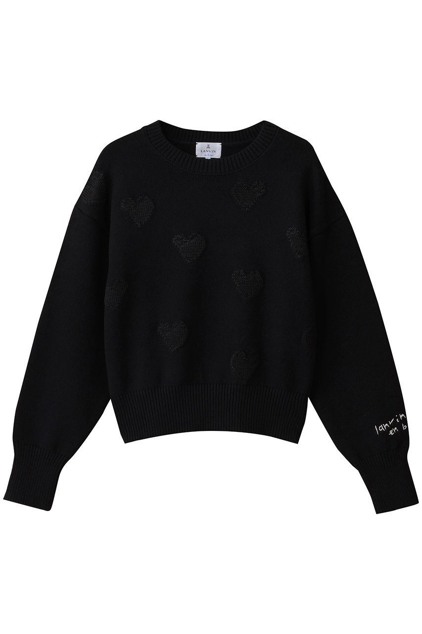 【ランバン オン ブルー/LANVIN en Bleu】のハートインターシャニット インテリア・キッズ・メンズ・レディースファッション・服の通販 founy(ファニー) 　ファッション　Fashion　レディースファッション　Fashion for Women　トップス・カットソー　Cut & Sew Tops　ニット　Knit Tops & Sweaters　カジュアルプルオーバー・ニットトップス　Pullovers & Knit Tops / Casual Pullovers　コンパクト　Compact, Small Size　シンプル　Simple, Minimal　モチーフ　Motif, Design Theme　新作・新入荷　New Arrivals / New In　ブラック|ID: prp329100004716598 ipo3291000000034078748