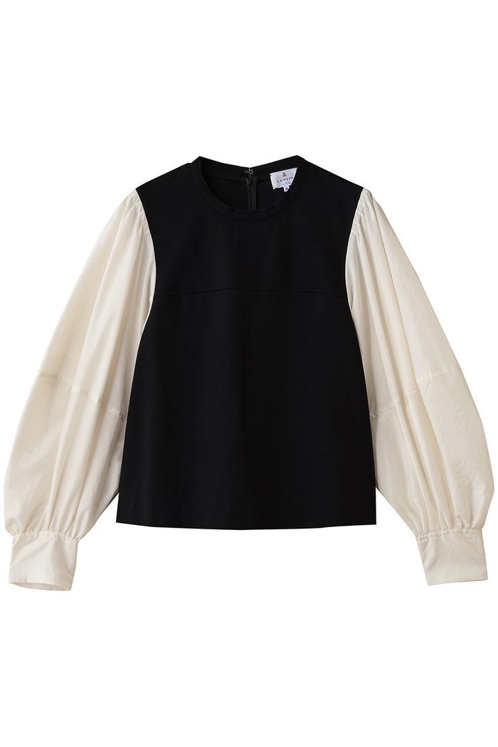 【ランバン オン ブルー/LANVIN en Bleu】のボリュームスリーブコンビブラウス インテリア・キッズ・メンズ・レディースファッション・服の通販 founy(ファニー) https://founy.com/ ファッション Fashion レディースファッション Fashion for Women トップス・カットソー Cut & Sew Tops シャツ・ブラウス・オフィスカジュアル Elegant Blouses & Button-Ups ボリューム袖・フリルスリーブブラウス Voluminous & Ruffle Sleeves / Puffy Sleeve Tops シンプル Simple, Minimal スリーブ Sleeve, Long Sleeve / Short Sleeve フレア Flare, Flared ボトム Bottoms, Lower Wear マニッシュ Mannish, Boyish ロング Long, Long-Length |ID: prp329100004716600 ipo3291000000035493641