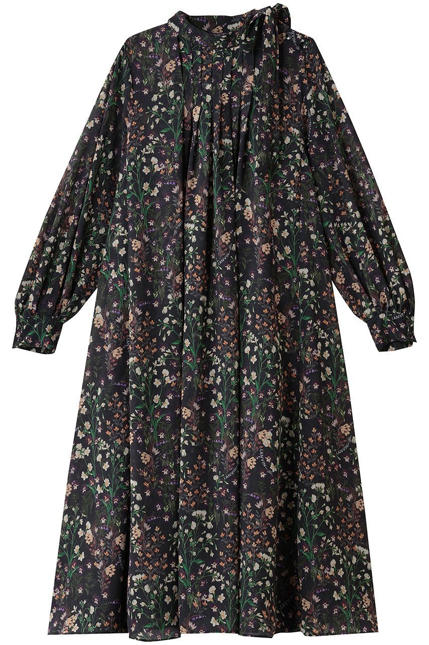 【ランバン オン ブルー/LANVIN en Bleu】のAUBE & BRUMEワンピース インテリア・キッズ・メンズ・レディースファッション・服の通販 founy(ファニー) 　ファッション　Fashion　レディースファッション　Fashion for Women　ワンピース　Dresses　チュニック　Tunic Tops & Dresses　チュニック　Tunic, Long Top　ドレープ　Drape, Draping Fabric　パーティ　Party, Party Style　プリント　Print, Printed Pattern　ロング　Long, Long-Length　新作・新入荷　New Arrivals / New In　ブラック|ID: prp329100004716609 ipo3291000000034078823