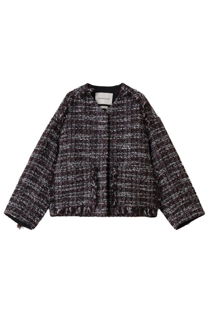 【デパリエ/DEPAREILLE】のミックスツイードジャケット インテリア・キッズ・メンズ・レディースファッション・服の通販 founy(ファニー) 　ファッション　Fashion　レディースファッション　Fashion for Women　アウター　Coat / Outerwear Collection　レディースジャケット・軽アウター　Jackets　おすすめ　Recommended / Our Picks　ジャケット　Jacket, Outerwear　ダウン　Down, Puffer　デニム　Denim, Jeans Material　フリンジ　Fringe, Tassel　エレガント 上品　Elegant　再入荷　Restock / Back in Stock　ボルドー|ID: prp329100004716610 ipo3291000000035870057