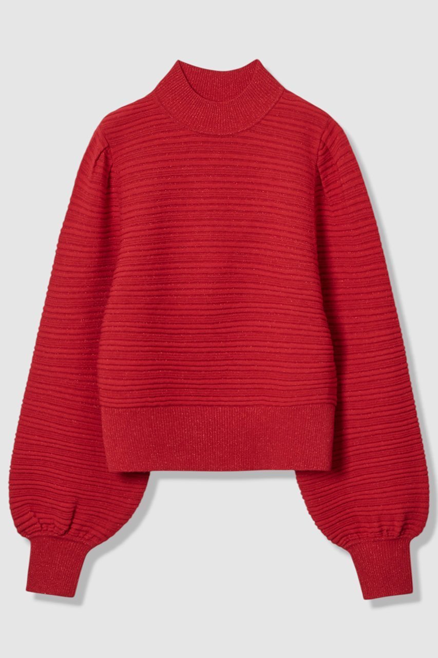 【アナイ/ANAYI】のリップルタックパフ プルオーバー インテリア・キッズ・メンズ・レディースファッション・服の通販 founy(ファニー) 　ファッション　Fashion　レディースファッション　Fashion for Women　トップス・カットソー　Cut & Sew Tops　ニット　Knit Tops & Sweaters　カジュアルプルオーバー・ニットトップス　Pullovers & Knit Tops / Casual Pullovers　コンパクト　Compact, Small Size　スリーブ　Sleeve, Long Sleeve / Short Sleeve　新作・新入荷　New Arrivals / New In　レッド|ID: prp329100004716612 ipo3291000000034078860