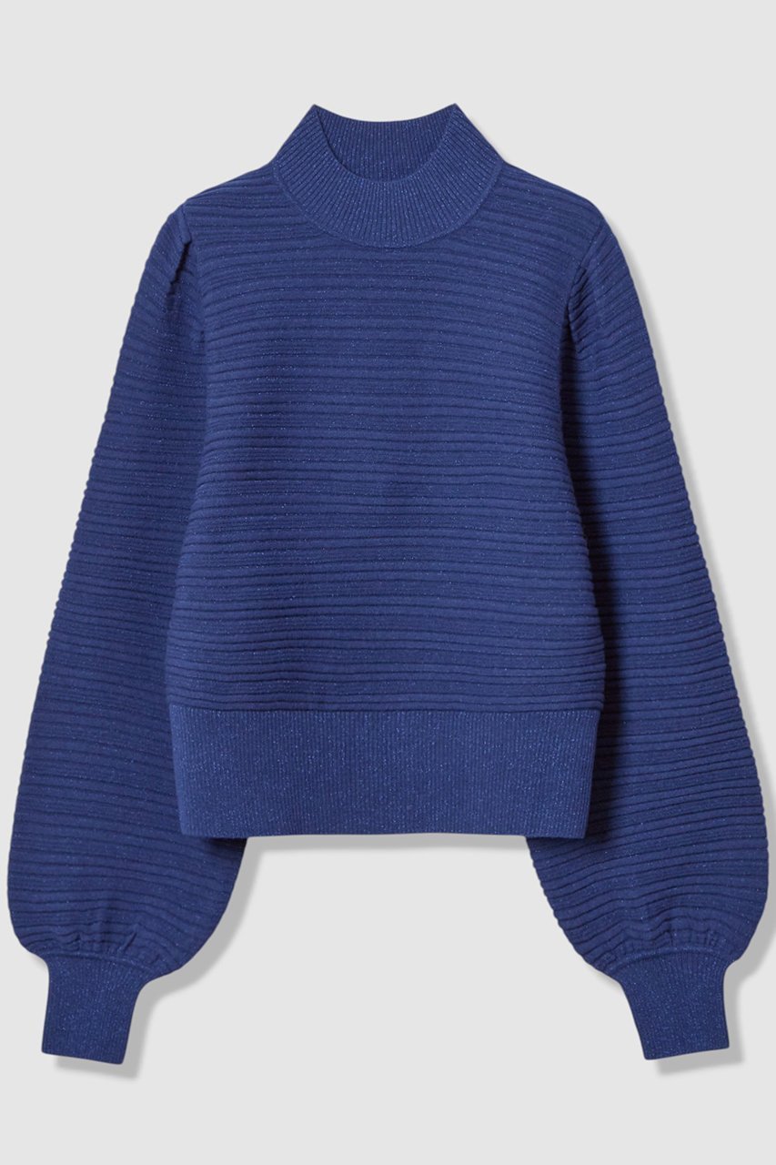 【アナイ/ANAYI】のリップルタックパフ プルオーバー インテリア・キッズ・メンズ・レディースファッション・服の通販 founy(ファニー) 　ファッション　Fashion　レディースファッション　Fashion for Women　トップス・カットソー　Cut & Sew Tops　ニット　Knit Tops & Sweaters　カジュアルプルオーバー・ニットトップス　Pullovers & Knit Tops / Casual Pullovers　コンパクト　Compact, Small Size　スリーブ　Sleeve, Long Sleeve / Short Sleeve　新作・新入荷　New Arrivals / New In　ブルー|ID: prp329100004716612 ipo3291000000034078862