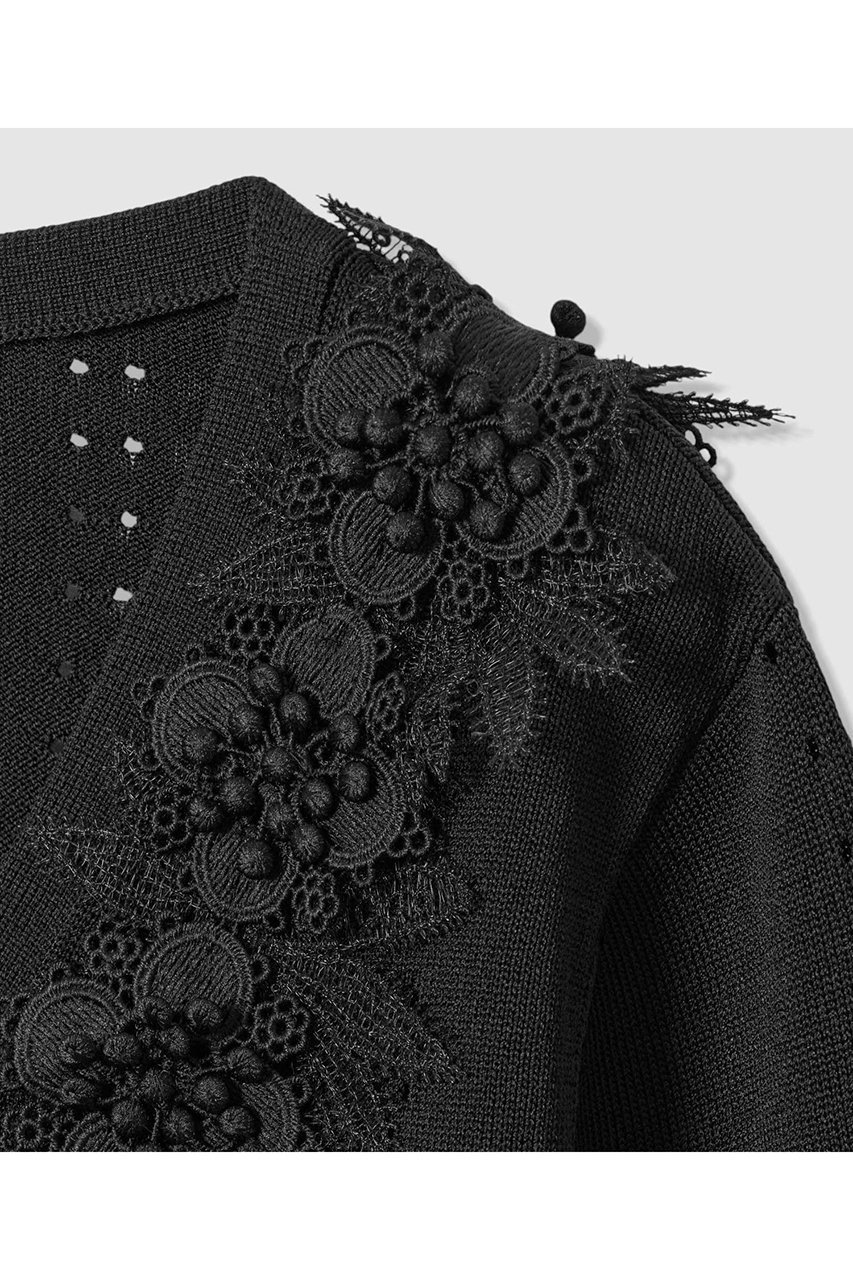 【アナイ/ANAYI】の立体フラワーレースV カーディガン 人気、トレンドファッション・服の通販 founy(ファニー) 　ファッション　Fashion　レディースファッション　Fashion for Women　トップス・カットソー　Cut & Sew Tops　ニット　Knit Tops & Sweaters　カーディガン・羽織り　Layered Style Cardigans　おすすめ　Recommended / Our Picks　なめらか　Smooth, Silky Texture　アイレット　Eyelet Lace　カーディガン　Cardigan, Knitwear　コンパクト　Compact, Small Size　ストレッチ　Stretch, Stretchy Fabric　スリーブ　Sleeve, Long Sleeve / Short Sleeve　デコルテ　Décolleté, Neckline　フラワー　Flower, Floral　レース　Lace, Lace Fabric　新作・新入荷　New Arrivals / New In　other-4|ID: prp329100004716614 ipo3291000000034078881