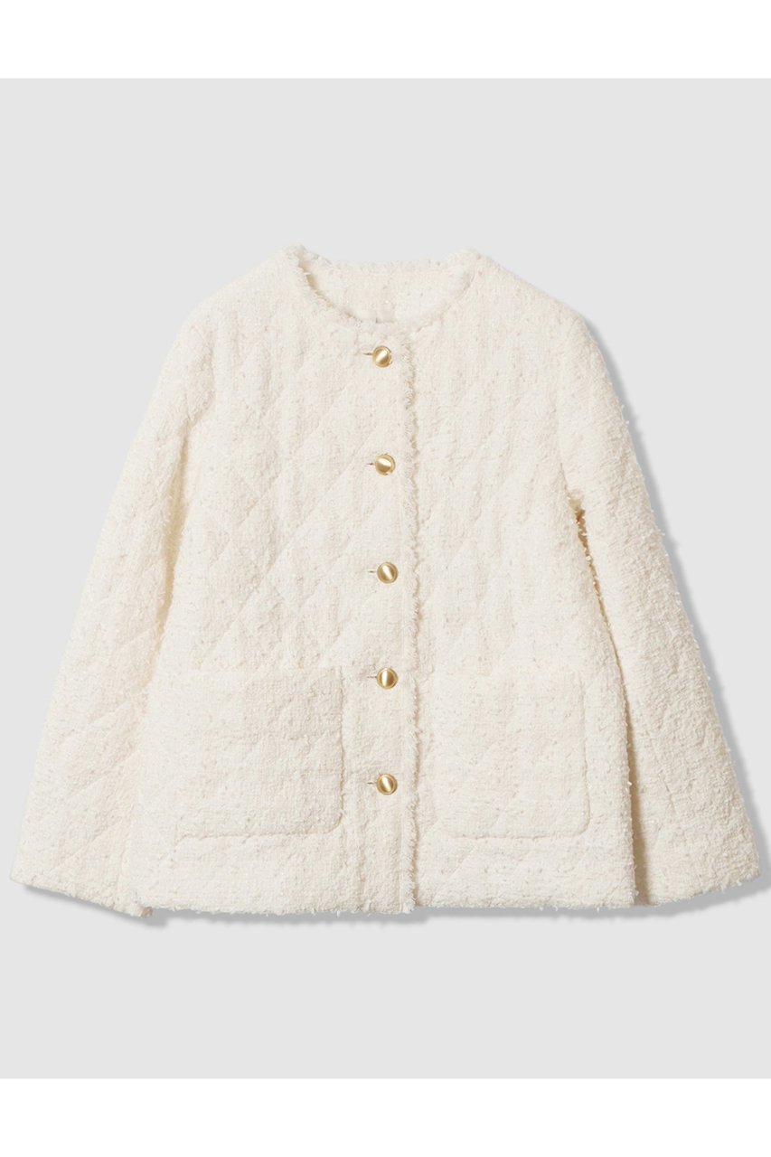 【アナイ/ANAYI】のフラッグツイードキルティングコート インテリア・キッズ・メンズ・レディースファッション・服の通販 founy(ファニー) 　ファッション　Fashion　レディースファッション　Fashion for Women　アウター　Coat / Outerwear Collection　コート・ロングコート・ピーコート　Long Coats, Peacoats & More　キルティング　Quilted, Quilting　ショート　Short, Short Length　ツイード　Twill, Twill Weave　ドロップ　Drop Shoulder, Dropped Style　メタル　Metal, Metal Parts　エレガント 上品　Elegant　新作・新入荷　New Arrivals / New In　オフホワイト|ID: prp329100004716619 ipo3291000000034078900