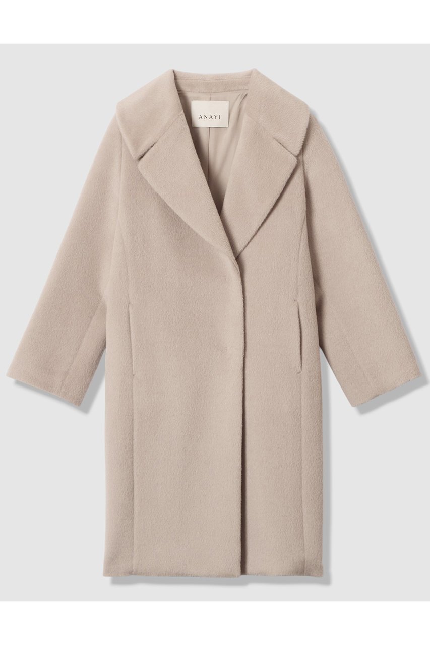 【アナイ/ANAYI】のアルパカシャギーテーラーコート インテリア・キッズ・メンズ・レディースファッション・服の通販 founy(ファニー) 　ファッション　Fashion　レディースファッション　Fashion for Women　アウター　Coat / Outerwear Collection　コート・ロングコート・ピーコート　Long Coats, Peacoats & More　なめらか　Smooth, Silky Texture　エレガント 上品　Elegant　ショール　Shawl, Wrap　フラット　Flat, Flat Shoes　ロング　Long, Long-Length　冬　Winter / This Winter　定番　Standard, Basic Item　新作・新入荷　New Arrivals / New In　ベージュ|ID: prp329100004716620 ipo3291000000034078907