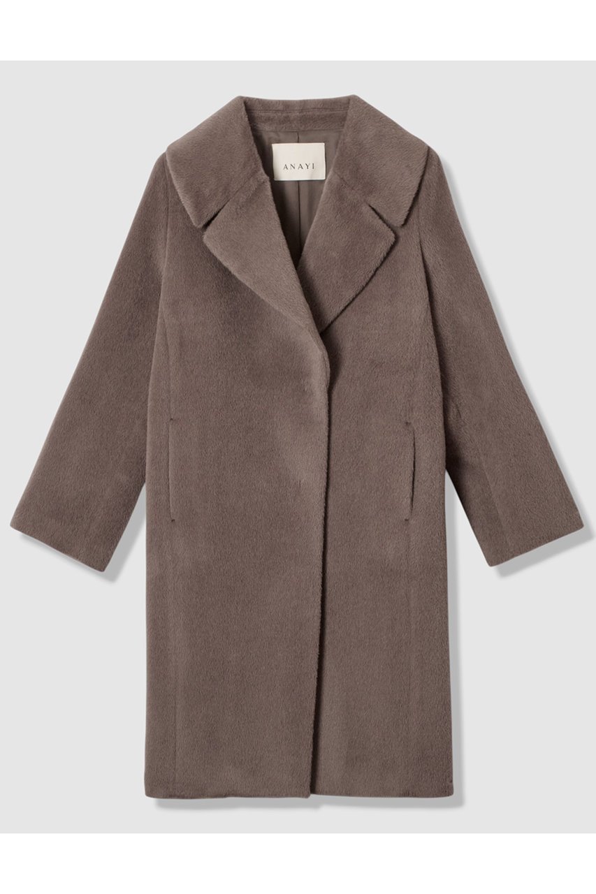 【アナイ/ANAYI】のアルパカシャギーテーラーコート インテリア・キッズ・メンズ・レディースファッション・服の通販 founy(ファニー) 　ファッション　Fashion　レディースファッション　Fashion for Women　アウター　Coat / Outerwear Collection　コート・ロングコート・ピーコート　Long Coats, Peacoats & More　なめらか　Smooth, Silky Texture　エレガント 上品　Elegant　ショール　Shawl, Wrap　フラット　Flat, Flat Shoes　ロング　Long, Long-Length　冬　Winter / This Winter　定番　Standard, Basic Item　新作・新入荷　New Arrivals / New In　モカ|ID: prp329100004716620 ipo3291000000034078909