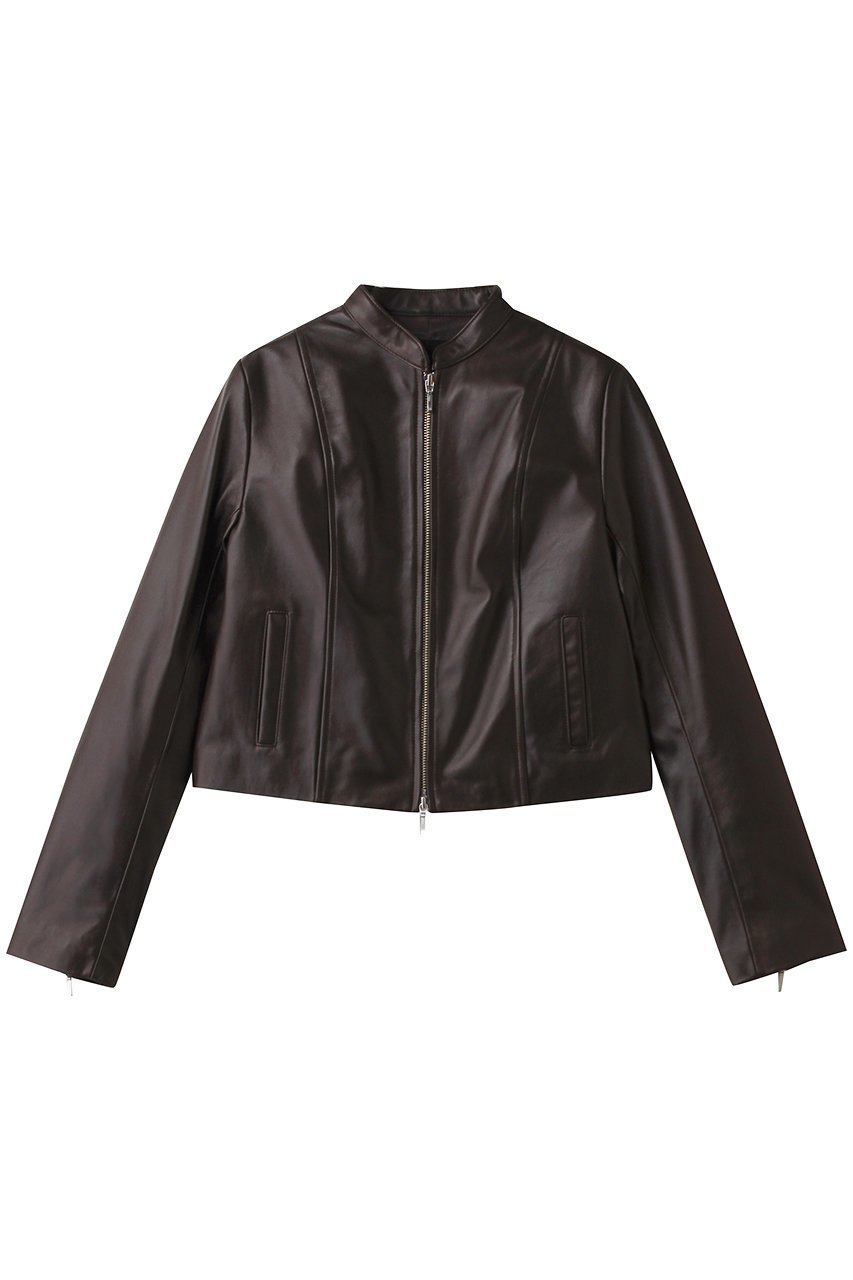 【アルアバイル/allureville】のスタンドカラーレザーライダースジャケット インテリア・キッズ・メンズ・レディースファッション・服の通販 founy(ファニー) 　ファッション　Fashion　レディースファッション　Fashion for Women　アウター　Coat / Outerwear Collection　レディースジャケット・軽アウター　Jackets　ライダースジャケット / レザースタイル　Riders Jackets & Biker Style　おすすめ　Recommended / Our Picks　コンパクト　Compact, Small Size　ジャケット　Jacket, Outerwear　スタンド　Stand Collar, Upright Stand　デニム　Denim, Jeans Material　バランス　Balance, Style Balance　フェミニン　Feminine, Girly　ボトム　Bottoms, Lower Wear　マニッシュ　Mannish, Boyish　ライダースジャケット　Riders, Biker Jacket　ワイド　Wide, Wide Fit　エレガント 上品　Elegant　ブラウン|ID: prp329100004716621 ipo3291000000036072342