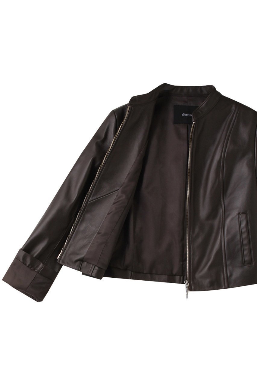 【アルアバイル/allureville】のスタンドカラーレザーライダースジャケット 人気、トレンドファッション・服の通販 founy(ファニー) ファッション Fashion レディースファッション Fashion for Women アウター Coat / Outerwear Collection レディースジャケット・軽アウター Jackets ライダースジャケット / レザースタイル Riders Jackets & Biker Style おすすめ Recommended / Our Picks コンパクト Compact, Small Size ジャケット Jacket, Outerwear スタンド Stand Collar, Upright Stand デニム Denim, Jeans Material バランス Balance, Style Balance フェミニン Feminine, Girly ボトム Bottoms, Lower Wear マニッシュ Mannish, Boyish ライダースジャケット Riders, Biker Jacket ワイド Wide, Wide Fit エレガント 上品 Elegant other-7|ID: prp329100004716621 ipo3291000000036167342