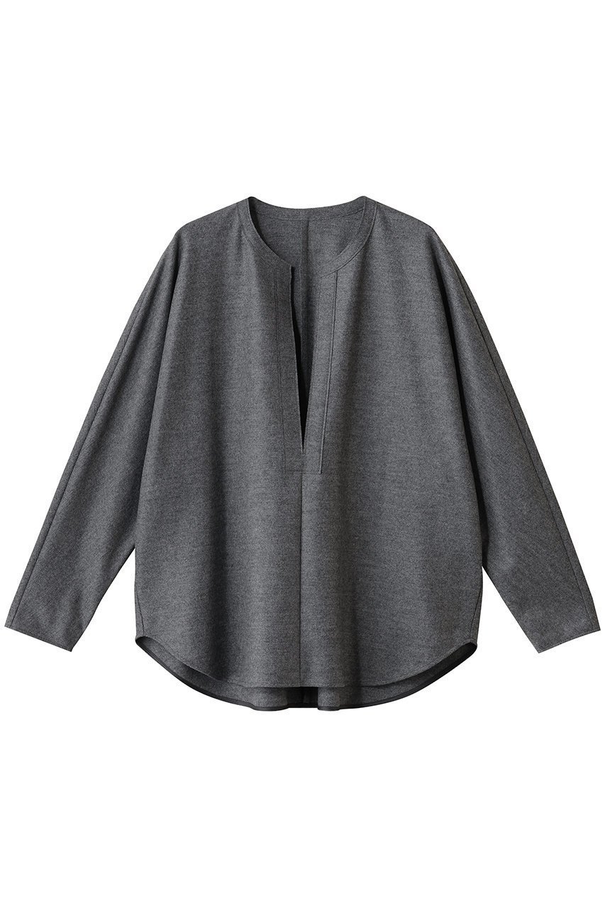 【エステータ/esteta】のウールツイルジャージー スリットネック ブラウス インテリア・キッズ・メンズ・レディースファッション・服の通販 founy(ファニー) 　ファッション　Fashion　レディースファッション　Fashion for Women　トップス・カットソー　Cut & Sew Tops　シャツ・ブラウス・オフィスカジュアル　Elegant Blouses & Button-Ups　おすすめ　Recommended / Our Picks　カットソー　Cut and Sewn Top　スリット　Slit, Slit Detail　スリーブ　Sleeve, Long Sleeve / Short Sleeve　タートルネック　Turtleneck, High Neck　デコルテ　Décolleté, Neckline　フロント　Front, Front Design　ロング　Long, Long-Length　スレートグレー|ID: prp329100004716630 ipo3291000000035617405