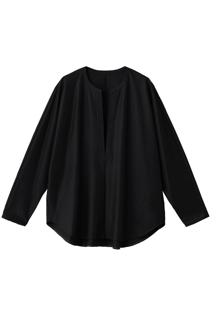 【エステータ/esteta】のウールツイルジャージー スリットネック ブラウス インテリア・キッズ・メンズ・レディースファッション・服の通販 founy(ファニー) 　ファッション　Fashion　レディースファッション　Fashion for Women　トップス・カットソー　Cut & Sew Tops　シャツ・ブラウス・オフィスカジュアル　Elegant Blouses & Button-Ups　おすすめ　Recommended / Our Picks　カットソー　Cut and Sewn Top　スリット　Slit, Slit Detail　スリーブ　Sleeve, Long Sleeve / Short Sleeve　タートルネック　Turtleneck, High Neck　デコルテ　Décolleté, Neckline　フロント　Front, Front Design　ロング　Long, Long-Length　ブラック|ID: prp329100004716630 ipo3291000000035617407