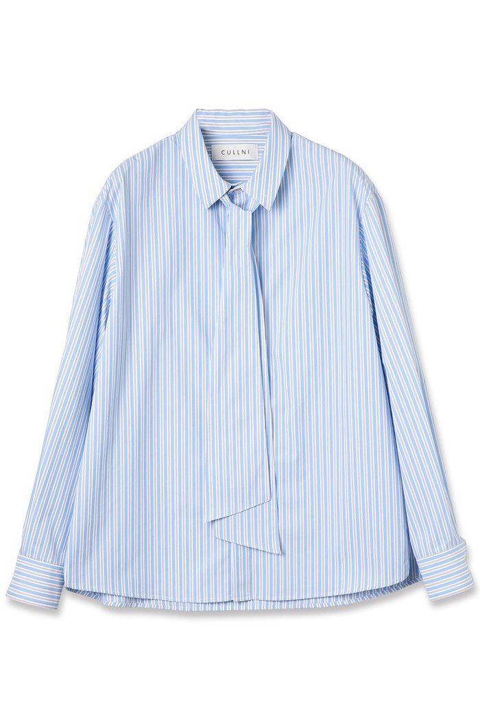 【クルニ/CULLNI】の【UNISEX】ストライプ ボウタイシャツ インテリア・キッズ・メンズ・レディースファッション・服の通販 founy(ファニー) https://founy.com/ ファッション Fashion レディースファッション Fashion for Women トップス・カットソー Cut & Sew Tops シャツ・ブラウス・オフィスカジュアル Elegant Blouses & Button-Ups ユニセックス Unisex, Genderless ストライプ Stripe, Striped Pattern ストレッチ Stretch, Stretchy Fabric スリット Slit, Slit Detail スリーブ Sleeve, Long Sleeve / Short Sleeve タイプライター Typewriter Fabric, Crisp Cotton ハイネック High Neck, Mock Neck パターン Pattern, Design Print モダン Modern, Contemporary ラウンド Round, Round Neck リボン Ribbon, Bow ロング Long, Long-Length エレガント 上品 Elegant 新作・新入荷 New Arrivals / New In |ID: prp329100004716638 ipo3291000000034079039