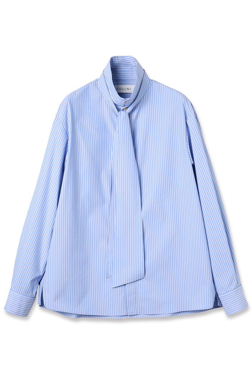 【クルニ/CULLNI】の【UNISEX】ストライプ ボウタイシャツ 人気、トレンドファッション・服の通販 founy(ファニー) 　ファッション　Fashion　レディースファッション　Fashion for Women　トップス・カットソー　Cut & Sew Tops　シャツ・ブラウス・オフィスカジュアル　Elegant Blouses & Button-Ups　ユニセックス　Unisex, Genderless　ストライプ　Stripe, Striped Pattern　ストレッチ　Stretch, Stretchy Fabric　スリット　Slit, Slit Detail　スリーブ　Sleeve, Long Sleeve / Short Sleeve　タイプライター　Typewriter Fabric, Crisp Cotton　ハイネック　High Neck, Mock Neck　パターン　Pattern, Design Print　モダン　Modern, Contemporary　ラウンド　Round, Round Neck　リボン　Ribbon, Bow　ロング　Long, Long-Length　エレガント 上品　Elegant　新作・新入荷　New Arrivals / New In　other-2|ID: prp329100004716638 ipo3291000000034079044