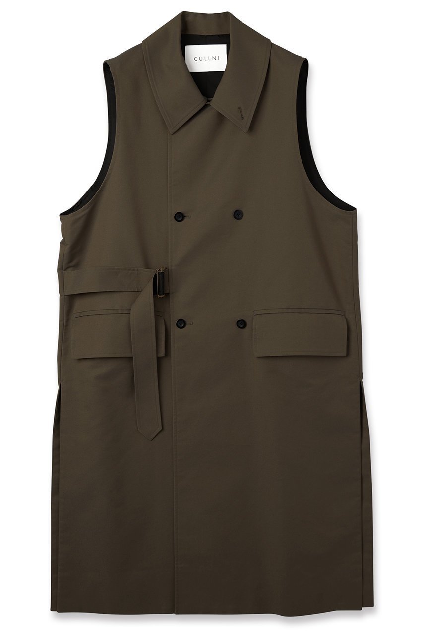 【クルニ/CULLNI】の【UNISEX】シャンブレーギャバジン タイロッケンロングベスト インテリア・キッズ・メンズ・レディースファッション・服の通販 founy(ファニー) 　ファッション　Fashion　レディースファッション　Fashion for Women　アウター　Coat / Outerwear Collection　レディースジャケット・軽アウター　Jackets　ユニセックス　Unisex, Genderless　ジャケット　Jacket, Outerwear　スタンド　Stand Collar, Upright Stand　スリット　Slit, Slit Detail　ベスト　Vest, Waistcoat　ポケット　Pocket, Pocket Detail　モダン　Modern, Contemporary　新作・新入荷　New Arrivals / New In　カーキ|ID: prp329100004716640 ipo3291000000034079071