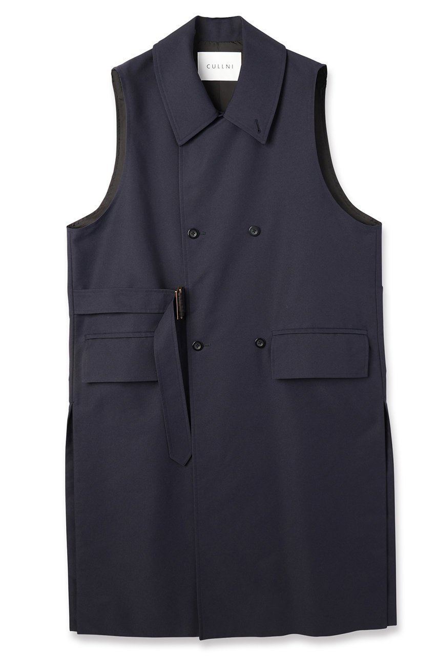 【クルニ/CULLNI】の【UNISEX】シャンブレーギャバジン タイロッケンロングベスト インテリア・キッズ・メンズ・レディースファッション・服の通販 founy(ファニー) 　ファッション　Fashion　レディースファッション　Fashion for Women　アウター　Coat / Outerwear Collection　レディースジャケット・軽アウター　Jackets　ユニセックス　Unisex, Genderless　ジャケット　Jacket, Outerwear　スタンド　Stand Collar, Upright Stand　スリット　Slit, Slit Detail　ベスト　Vest, Waistcoat　ポケット　Pocket, Pocket Detail　モダン　Modern, Contemporary　新作・新入荷　New Arrivals / New In　ネイビー|ID: prp329100004716640 ipo3291000000034079072