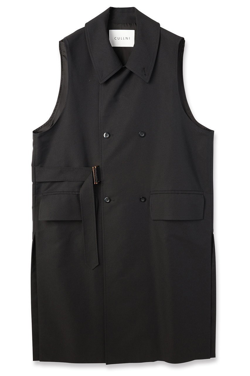 【クルニ/CULLNI】の【UNISEX】シャンブレーギャバジン タイロッケンロングベスト インテリア・キッズ・メンズ・レディースファッション・服の通販 founy(ファニー) 　ファッション　Fashion　レディースファッション　Fashion for Women　アウター　Coat / Outerwear Collection　レディースジャケット・軽アウター　Jackets　ユニセックス　Unisex, Genderless　ジャケット　Jacket, Outerwear　スタンド　Stand Collar, Upright Stand　スリット　Slit, Slit Detail　ベスト　Vest, Waistcoat　ポケット　Pocket, Pocket Detail　モダン　Modern, Contemporary　新作・新入荷　New Arrivals / New In　ブラック|ID: prp329100004716640 ipo3291000000034079073