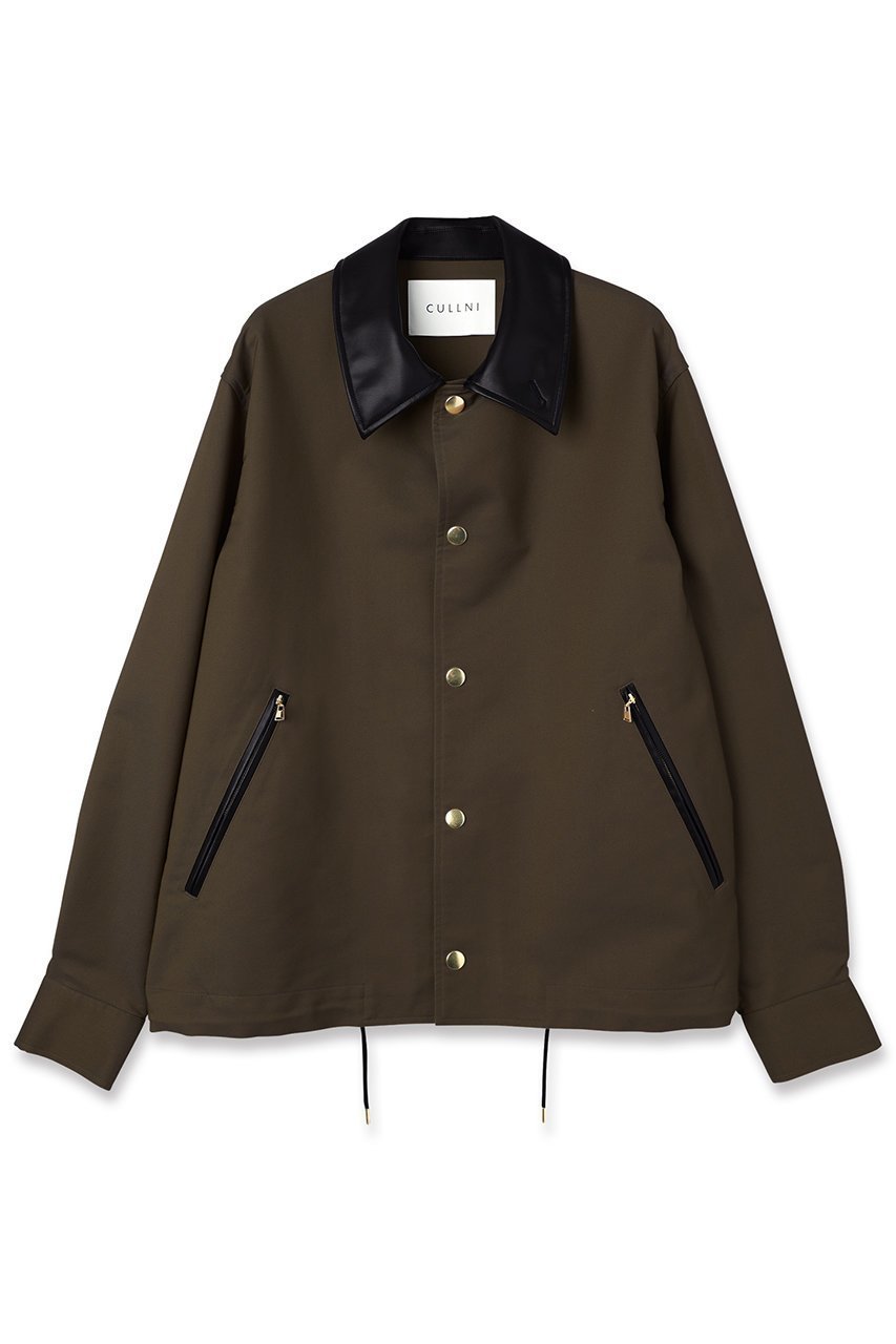 【クルニ/CULLNI】の【UNISEX】シャンブレーギャバジン ドットボタン コーチジャケット 人気、トレンドファッション・服の通販 founy(ファニー) 　ファッション　Fashion　レディースファッション　Fashion for Women　アウター　Coat / Outerwear Collection　レディースジャケット・軽アウター　Jackets　ユニセックス　Unisex, Genderless　ジャケット　Jacket, Outerwear　スタンド　Stand Collar, Upright Stand　ドット　Polka Dot, Dot Pattern　ドローコード　Drawcord, Drawstring Cord　フェイクレザー　Faux Leather, PU Leather　ポケット　Pocket, Pocket Detail　エレガント 上品　Elegant　新作・新入荷　New Arrivals / New In　 other-1|ID: prp329100004716643 ipo3291000000034079100