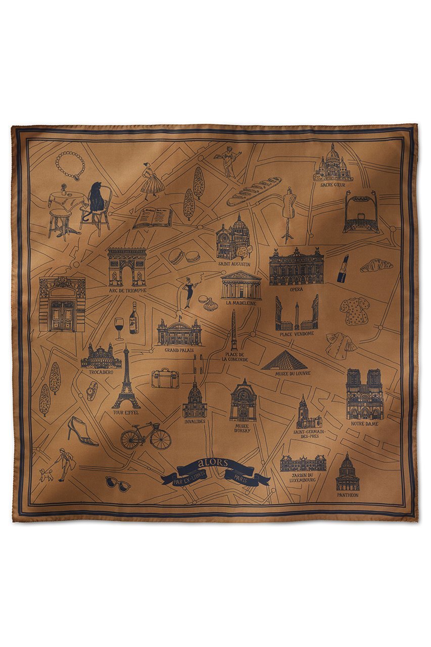 【アロー/aLORS】のFoulard Ex-libris Paris×aLORS スカーフ インテリア・キッズ・メンズ・レディースファッション・服の通販 founy(ファニー) 　ファッション　Fashion　レディースファッション　Fashion for Women　ストール　Soft & Warm Scarves　マフラー・スヌード / 冬小物の定番　Scarves & Mufflers　イタリア　Italy　エレガント 上品　Elegant　シルク　Silk, 100% Silk　スカーフ　Scarf, Neckwear　ストール　Stole, Wrap　ドレープ　Drape, Draping Fabric　ハンド　Hand, Handmade　プリント　Print, Printed Pattern　マフラー　Scarf, Muffler　新作・新入荷　New Arrivals / New In　キャメル×ネイビー|ID: prp329100004717755 ipo3291000000034089677