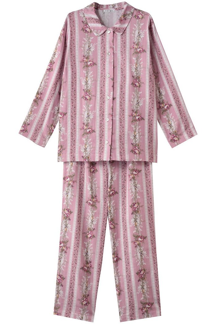 【イクコ/IKUKO / GOODS】のダブルガーゼ花柄襟付きパジャマ インテリア・キッズ・メンズ・レディースファッション・服の通販 founy(ファニー) https://founy.com/ クラシカル Classical, Vintage-Inspired スリーブ Sleeve, Long Sleeve / Short Sleeve ダブル Double, Double-Breasted パジャマ Pajamas, Sleepwear プリント Print, Printed Pattern ベーシック Basic, Essential ロング Long, Long-Length エレガント 上品 Elegant |ID: prp329100004717769 ipo3291000000034089793