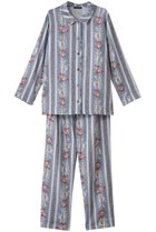 【イクコ/IKUKO / GOODS】のダブルガーゼ花柄襟付きパジャマ ブルー|ID:prp329100004717769