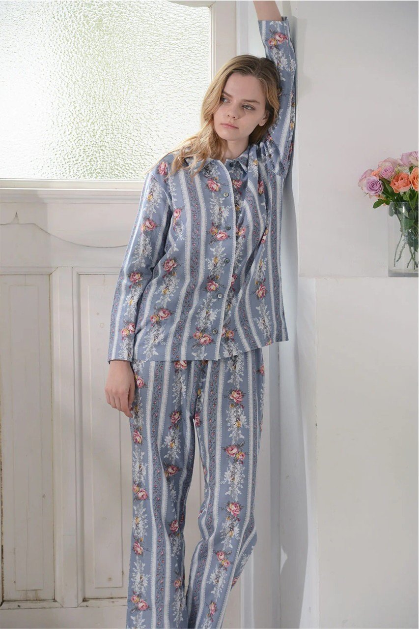 【イクコ/IKUKO / GOODS】のダブルガーゼ花柄襟付きパジャマ 人気、トレンドファッション・服の通販 founy(ファニー) 　クラシカル　Classical, Vintage-Inspired　スリーブ　Sleeve, Long Sleeve / Short Sleeve　ダブル　Double, Double-Breasted　パジャマ　Pajamas, Sleepwear　プリント　Print, Printed Pattern　ベーシック　Basic, Essential　ロング　Long, Long-Length　エレガント 上品　Elegant　新作・新入荷　New Arrivals / New In　other-7|ID: prp329100004717769 ipo3291000000034089805