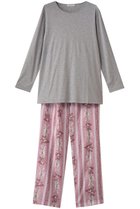 【イクコ/IKUKO / GOODS】のスムースニット&ダブルガーゼ花柄パジャマ 人気、トレンドファッション・服の通販 founy(ファニー) ストレッチ Stretch, Stretchy Fabric ダブル Double, Double-Breasted パジャマ Pajamas, Sleepwear プリント Print, Printed Pattern 新作・新入荷 New Arrivals / New In thumbnail グレー杢×ピンク|ID: prp329100004717772 ipo3291000000034089811