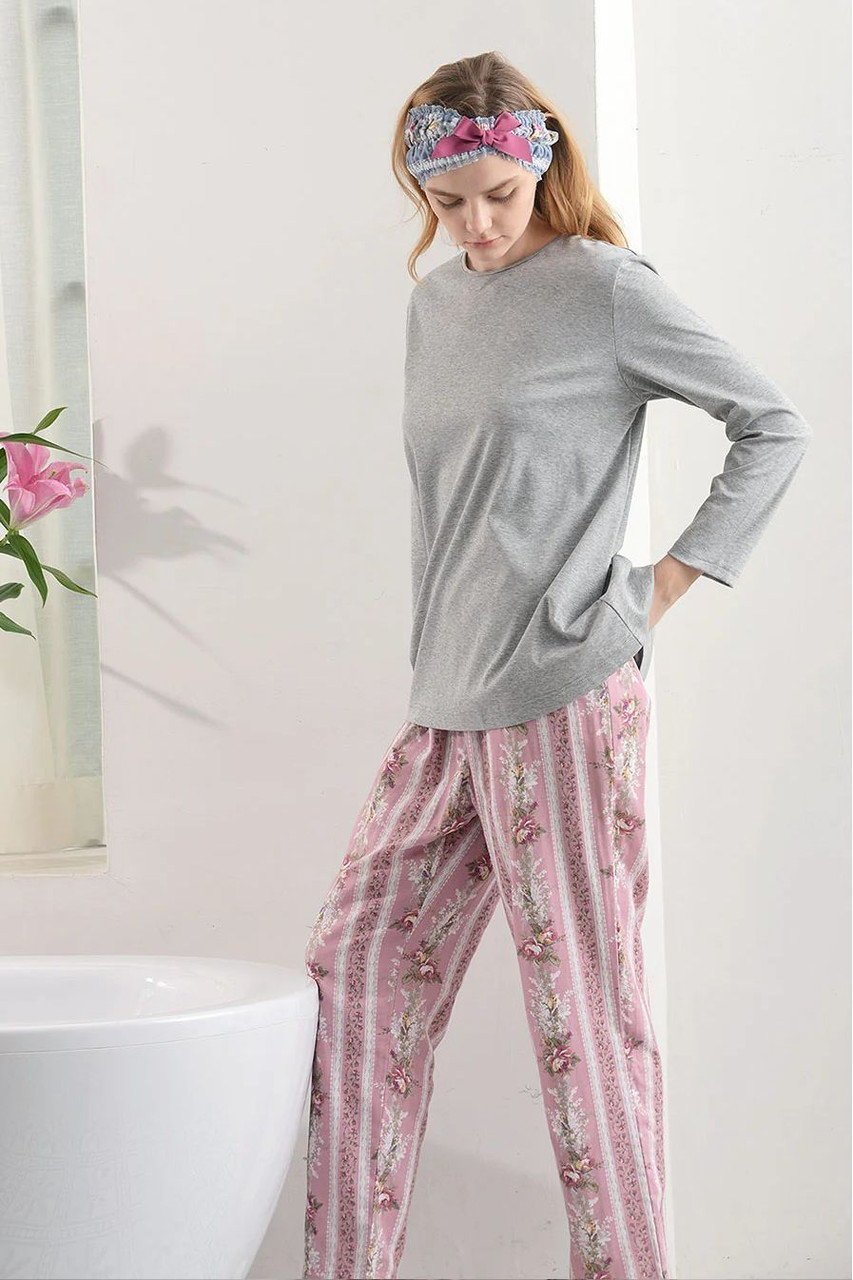 【イクコ/IKUKO / GOODS】のスムースニット&ダブルガーゼ花柄パジャマ 人気、トレンドファッション・服の通販 founy(ファニー) 　ストレッチ　Stretch, Stretchy Fabric　ダブル　Double, Double-Breasted　パジャマ　Pajamas, Sleepwear　プリント　Print, Printed Pattern　新作・新入荷　New Arrivals / New In　other-7|ID: prp329100004717772 ipo3291000000034089820