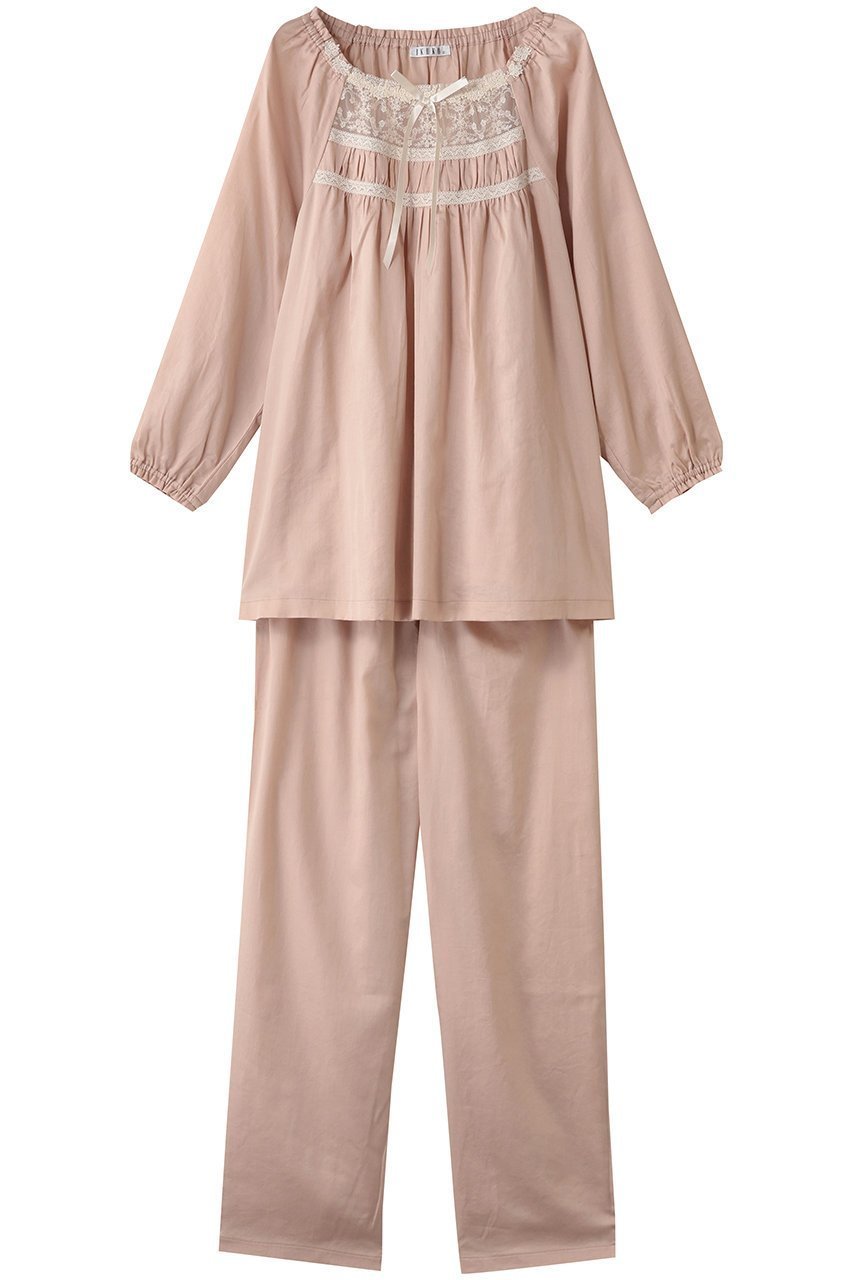 【イクコ/IKUKO / GOODS】のビンテージサテンレースパジャマ インテリア・キッズ・メンズ・レディースファッション・服の通販 founy(ファニー) 　ギャザー　Gathered, Ruffled　クラシカル　Classical, Vintage-Inspired　サテン　Satin, Glossy Fabric　スリーブ　Sleeve, Long Sleeve / Short Sleeve　パジャマ　Pajamas, Sleepwear　フェミニン　Feminine, Girly　リボン　Ribbon, Bow　レース　Lace, Lace Fabric　ロング　Long, Long-Length　新作・新入荷　New Arrivals / New In　コーラルピンク|ID: prp329100004717773 ipo3291000000034089822