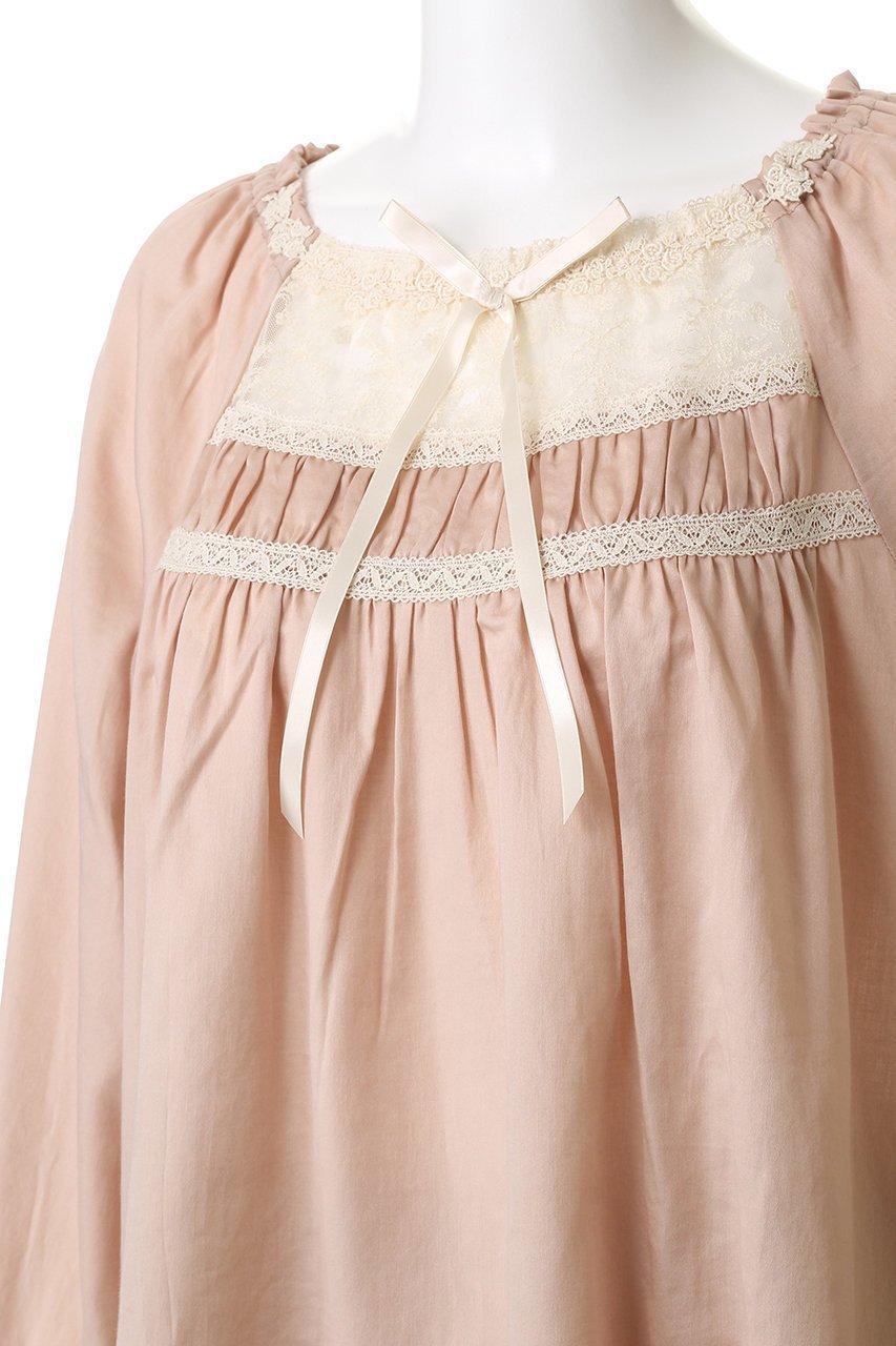 【イクコ/IKUKO / GOODS】のビンテージサテンレースパジャマ 人気、トレンドファッション・服の通販 founy(ファニー) 　ギャザー　Gathered, Ruffled　クラシカル　Classical, Vintage-Inspired　サテン　Satin, Glossy Fabric　スリーブ　Sleeve, Long Sleeve / Short Sleeve　パジャマ　Pajamas, Sleepwear　フェミニン　Feminine, Girly　リボン　Ribbon, Bow　レース　Lace, Lace Fabric　ロング　Long, Long-Length　新作・新入荷　New Arrivals / New In　other-5|ID: prp329100004717773 ipo3291000000034089832