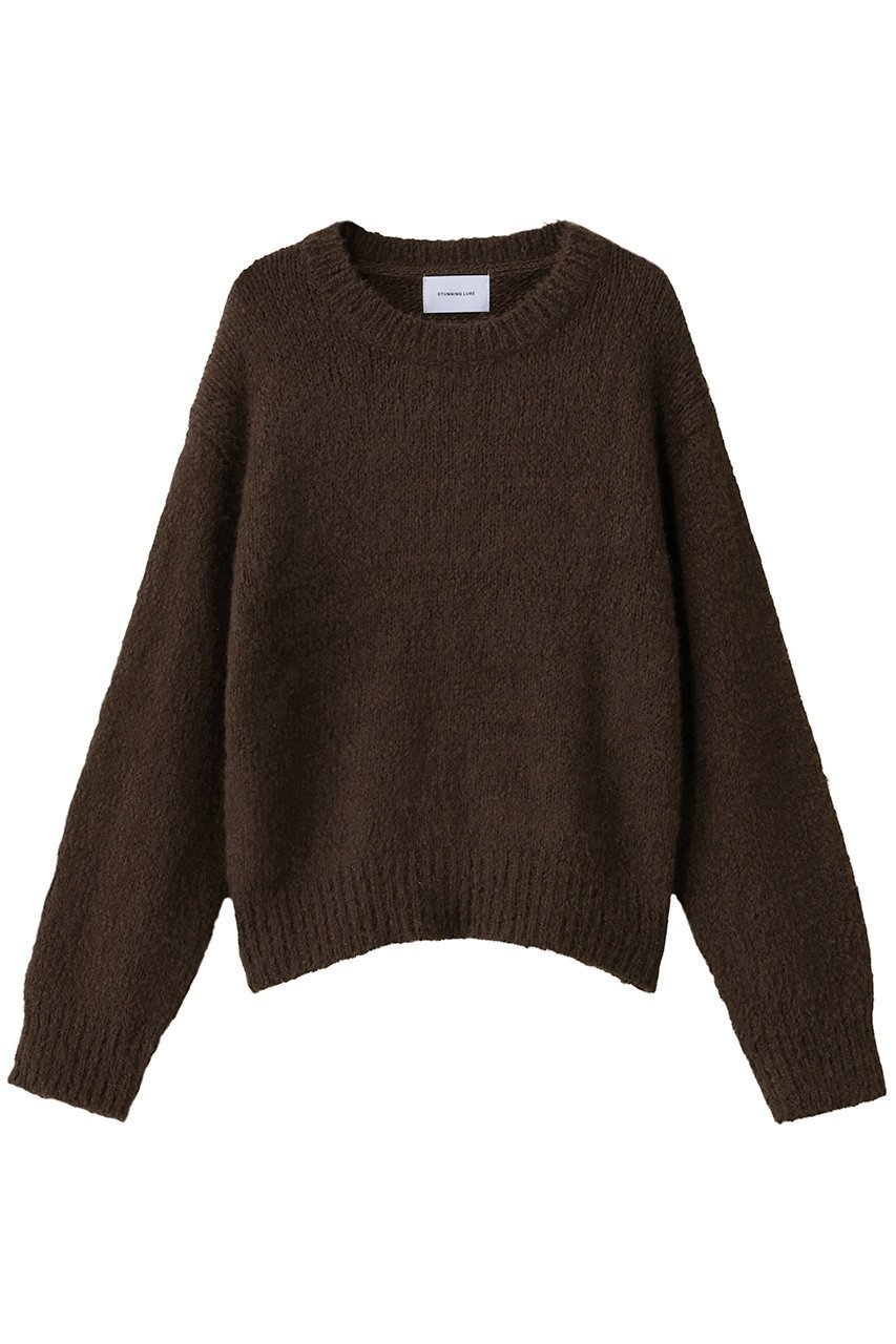 【スタニングルアー/STUNNING LURE】のスラブリリーフェザープルオーバー インテリア・キッズ・メンズ・レディースファッション・服の通販 founy(ファニー) 　ファッション　Fashion　レディースファッション　Fashion for Women　トップス・カットソー　Cut & Sew Tops　ニット　Knit Tops & Sweaters　カジュアルプルオーバー・ニットトップス　Pullovers & Knit Tops / Casual Pullovers　バランス　Balance, Style Balance　フェザーヤーン　Feather Yarn, Fluffy Yarn　ボトム　Bottoms, Lower Wear　ブラウン|ID: prp329100004717777 ipo3291000000036517656