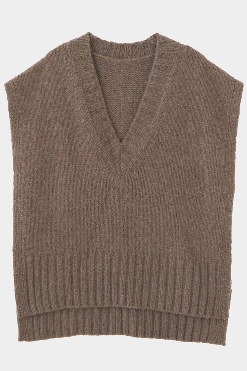 【ル フィル/LE PHIL】のVネックニットジレ インテリア・キッズ・メンズ・レディースファッション・服の通販 founy(ファニー) 　ファッション　Fashion　レディースファッション　Fashion for Women　トップス・カットソー　Cut & Sew Tops　ニット　Knit Tops & Sweaters　ベスト&ジレ / 重ね着スタイル　Vests & Gilets　カジュアルプルオーバー・ニットトップス　Pullovers & Knit Tops / Casual Pullovers　Vネックトップス　V-Neck Tops / V-Cut Neckline Shirts　スタンダード　Standard, Basic　スリット　Slit, Slit Detail　タートル　Turtleneck, Turtle Collar　新作・新入荷　New Arrivals / New In　ブラウン|ID: prp329100004717783 ipo3291000000034089893