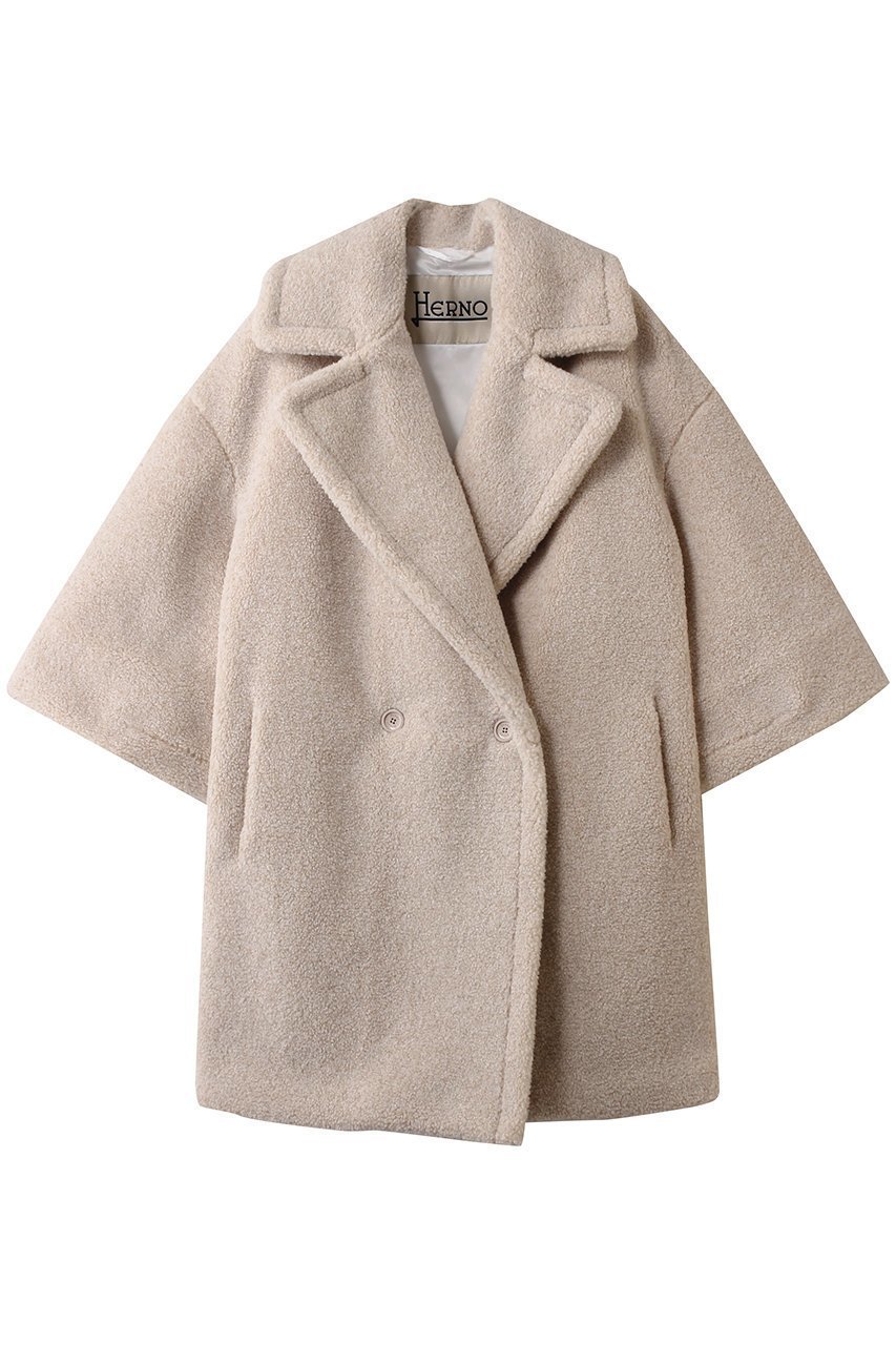【ヘルノ/HERNO】のボアコート インテリア・キッズ・メンズ・レディースファッション・服の通販 founy(ファニー) 　ファッション　Fashion　レディースファッション　Fashion for Women　アウター　Coat / Outerwear Collection　コート・ロングコート・ピーコート　Long Coats, Peacoats & More　ショート　Short, Short Length　ポンチョ　Poncho, Cape Style　ホワイト|ID: prp329100004717825 ipo3291000000035949925