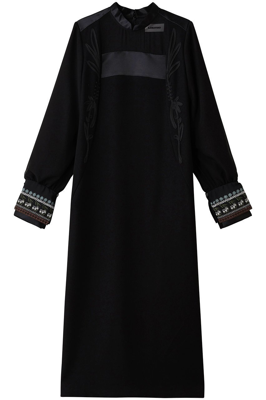 【ロキト/LOKITHO】のコード エンブロイダリー パネル ドレス インテリア・キッズ・メンズ・レディースファッション・服の通販 founy(ファニー) 　ファッション　Fashion　レディースファッション　Fashion for Women　ワンピース　Dresses　フォーマル・パーティードレス・結婚式用ドレス　Elegant & Casual Dresses　チュニック　Tunic Tops & Dresses　エンブロイダリー　Embroidery Design　チュニック　Tunic, Long Top　デコルテ　Décolleté, Neckline　ドレス　Dress, One-Piece　パーティ　Party, Party Style　ロング　Long, Long-Length　結婚式　Wedding　ブラックホワイト|ID: prp329100004717843 ipo3291000000035833828