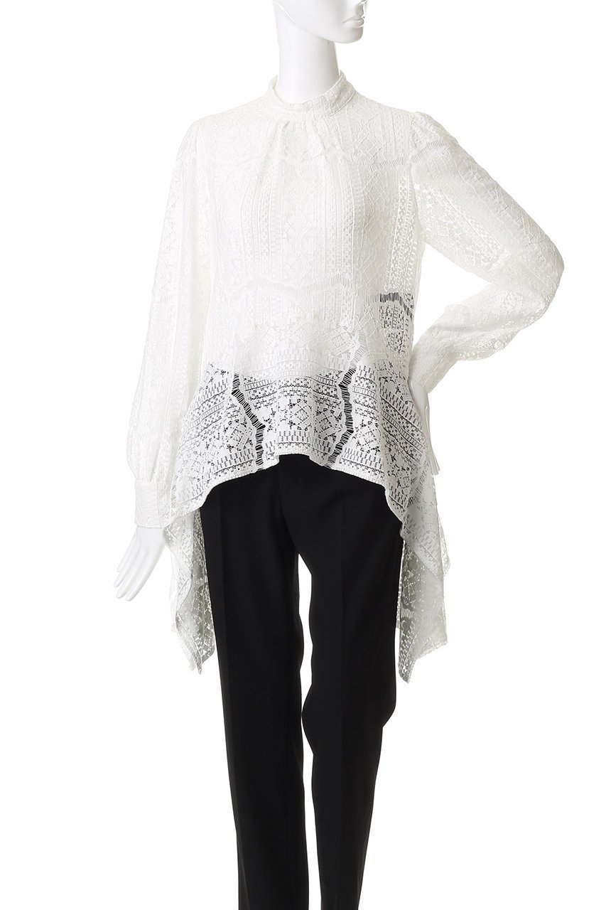 【ルームエイト/Room no.8】の【Room no.8 BLACK】COTTON コード レース ドレープ トップス 人気、トレンドファッション・服の通販 founy(ファニー) 　ファッション　Fashion　レディースファッション　Fashion for Women　トップス・カットソー　Cut & Sew Tops　シャツ・ブラウス・オフィスカジュアル　Elegant Blouses & Button-Ups　スリーブ　Sleeve, Long Sleeve / Short Sleeve　ドレープ　Drape, Draping Fabric　ハイネック　High Neck, Mock Neck　バランス　Balance, Style Balance　モチーフ　Motif, Design Theme　レース　Lace, Lace Fabric　ロング　Long, Long-Length　新作・新入荷　New Arrivals / New In　other-2|ID: prp329100004717847 ipo3291000000034090359