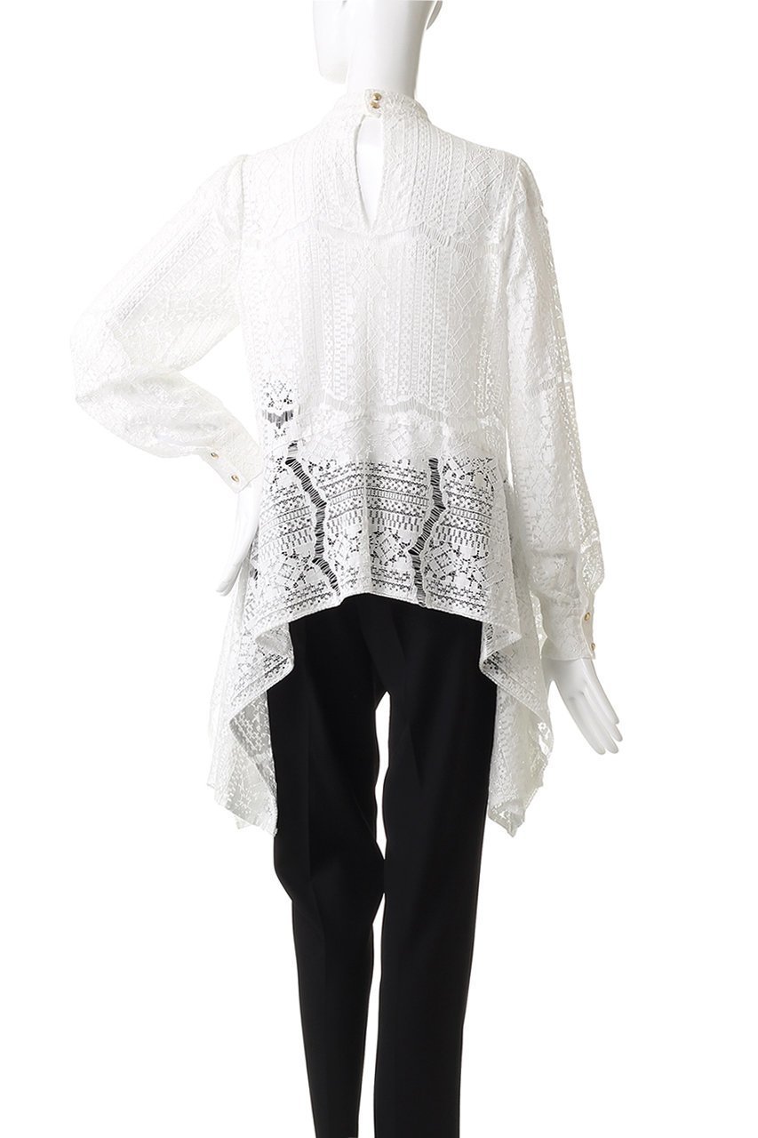 【ルームエイト/Room no.8】の【Room no.8 BLACK】COTTON コード レース ドレープ トップス 人気、トレンドファッション・服の通販 founy(ファニー) 　ファッション　Fashion　レディースファッション　Fashion for Women　トップス・カットソー　Cut & Sew Tops　シャツ・ブラウス・オフィスカジュアル　Elegant Blouses & Button-Ups　スリーブ　Sleeve, Long Sleeve / Short Sleeve　ドレープ　Drape, Draping Fabric　ハイネック　High Neck, Mock Neck　バランス　Balance, Style Balance　モチーフ　Motif, Design Theme　レース　Lace, Lace Fabric　ロング　Long, Long-Length　新作・新入荷　New Arrivals / New In　other-4|ID: prp329100004717847 ipo3291000000034090362