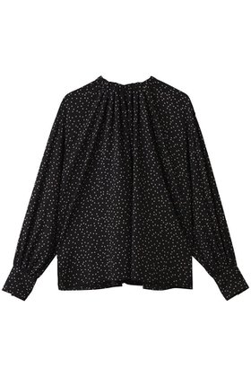 【ルームエイト/Room no.8】 【Room no.8 BLACK】AMUNZEN DOT ネックギャザー シャツ人気、トレンドファッション・服の通販 founy(ファニー) ファッション Fashion レディースファッション Fashion for Women トップス・カットソー Cut & Sew Tops シャツ・ブラウス・オフィスカジュアル Elegant Blouses & Button-Ups ギャザー Gathered, Ruffled シアー Sheer, See-Through スリーブ Sleeve, Long Sleeve / Short Sleeve ドット Polka Dot, Dot Pattern ロング Long, Long-Length エレガント 上品 Elegant 新作・新入荷 New Arrivals / New In |ID:prp329100004717849