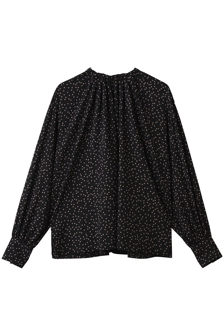 【ルームエイト/Room no.8】の【Room no.8 BLACK】AMUNZEN DOT ネックギャザー シャツ 人気、トレンドファッション・服の通販 founy(ファニー) 　ファッション　Fashion　レディースファッション　Fashion for Women　トップス・カットソー　Cut & Sew Tops　シャツ・ブラウス・オフィスカジュアル　Elegant Blouses & Button-Ups　ギャザー　Gathered, Ruffled　シアー　Sheer, See-Through　スリーブ　Sleeve, Long Sleeve / Short Sleeve　ドット　Polka Dot, Dot Pattern　ロング　Long, Long-Length　エレガント 上品　Elegant　新作・新入荷　New Arrivals / New In　 other-1|ID: prp329100004717849 ipo3291000000034090368