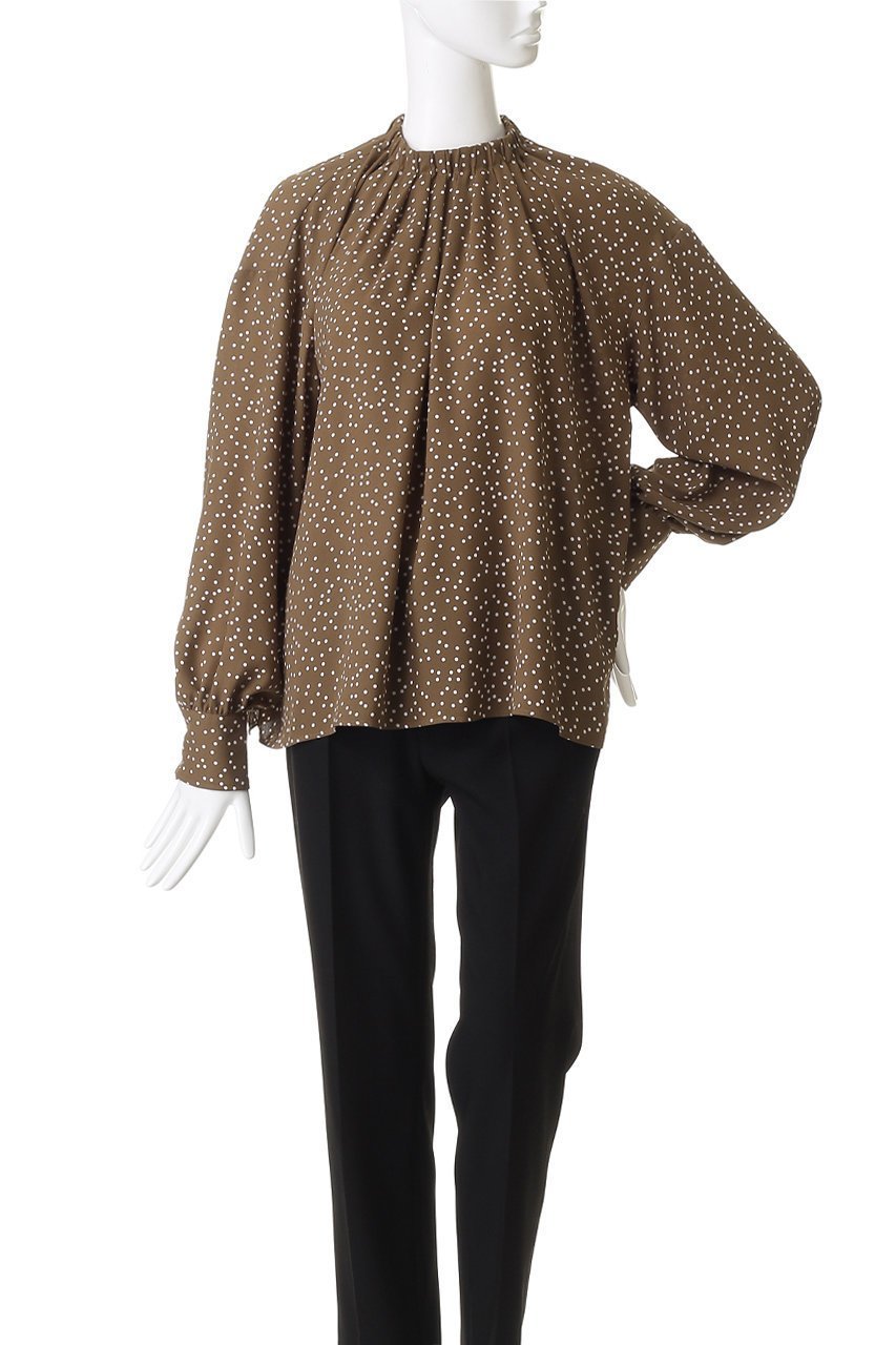 【ルームエイト/Room no.8】の【Room no.8 BLACK】AMUNZEN DOT ネックギャザー シャツ 人気、トレンドファッション・服の通販 founy(ファニー) 　ファッション　Fashion　レディースファッション　Fashion for Women　トップス・カットソー　Cut & Sew Tops　シャツ・ブラウス・オフィスカジュアル　Elegant Blouses & Button-Ups　ギャザー　Gathered, Ruffled　シアー　Sheer, See-Through　スリーブ　Sleeve, Long Sleeve / Short Sleeve　ドット　Polka Dot, Dot Pattern　ロング　Long, Long-Length　エレガント 上品　Elegant　新作・新入荷　New Arrivals / New In　other-2|ID: prp329100004717849 ipo3291000000034090374