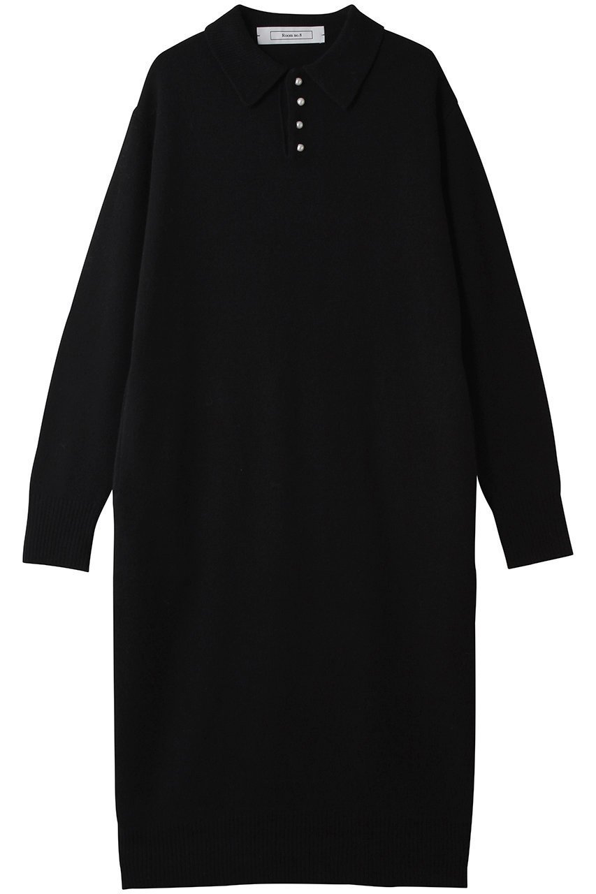 【ルームエイト/Room no.8】のWOOL パールボタン ポロ ドレス インテリア・キッズ・メンズ・レディースファッション・服の通販 founy(ファニー) 　ファッション　Fashion　レディースファッション　Fashion for Women　ワンピース　Dresses　フォーマル・パーティードレス・結婚式用ドレス　Elegant & Casual Dresses　チュニック　Tunic Tops & Dresses　クラシカル　Classical, Vintage-Inspired　シューズ　Shoes, Footwear　ストレート　Straight, Straight Cut　スニーカー　Sneakers, Trainers　スポーティ　Sporty, Casual Athletic　チュニック　Tunic, Long Top　ドレス　Dress, One-Piece　バランス　Balance, Style Balance　パール　Pearl, Pearl Accent　ロング　Long, Long-Length　新作・新入荷　New Arrivals / New In　ブラック|ID: prp329100004717854 ipo3291000000034090410