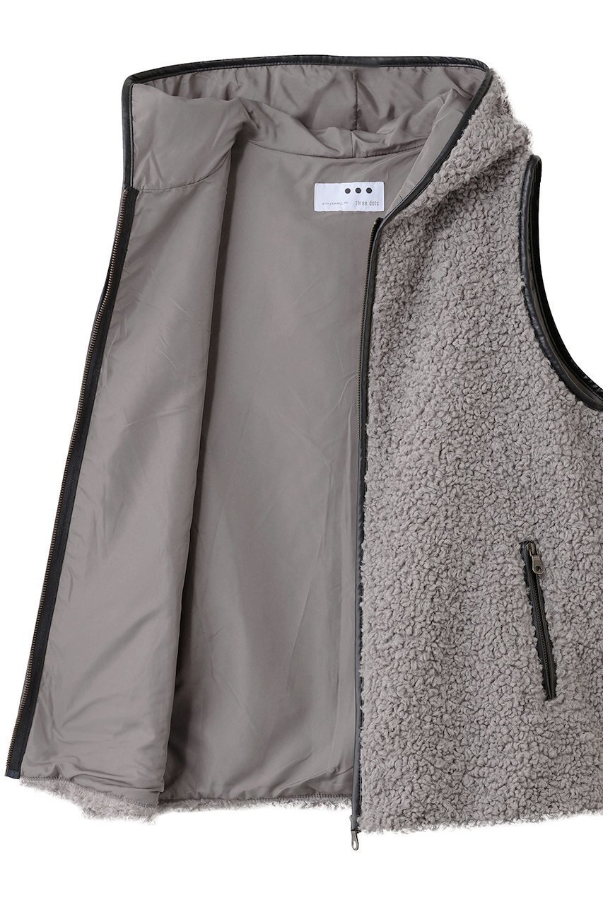 【エリオポール/heliopole】の【THREE DOTS】プードルボアフーディーベスト 人気、トレンドファッション・服の通販 founy(ファニー) 　ファッション　Fashion　レディースファッション　Fashion for Women　アウター　Coat / Outerwear Collection　レディースジャケット・軽アウター　Jackets　ウォーム　Warm Fabric　ジャケット　Jacket, Outerwear　トリミング　Trimming, Decorative Edge　フェイクレザー　Faux Leather, PU Leather　ベスト　Vest, Waistcoat　ミドル　Middle Length, Mid Height　モコモコ　Fuzzy, Fluffy　リュクス　Luxury, Elegant, High-End, Chic　other-6|ID: prp329100004717870 ipo3291000000036640062