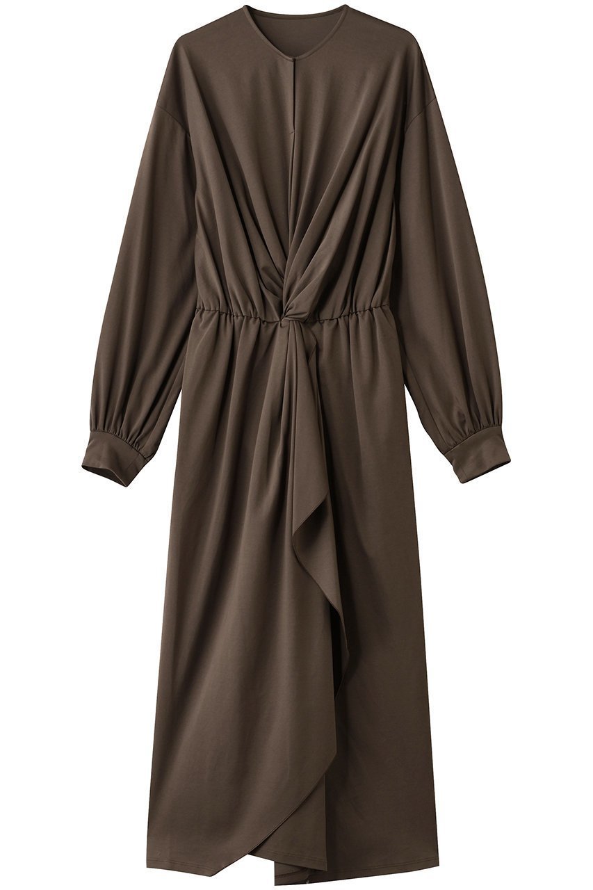 【エリオポール/heliopole】のダブルジャージーラッフルドレス 人気、トレンドファッション・服の通販 founy(ファニー) 　ファッション　Fashion　レディースファッション　Fashion for Women　ワンピース　Dresses　フォーマル・パーティードレス・結婚式用ドレス　Elegant & Casual Dresses　チュニック　Tunic Tops & Dresses　チュニック　Tunic, Long Top　ツイスト　Tweed, Tweed Fabric　ドレス　Dress, One-Piece　フロント　Front, Front Design　ラッフル　Ruffle, Frill　ロング　Long, Long-Length　エレガント 上品　Elegant　 other-1|ID: prp329100004717878 ipo3291000000035384264